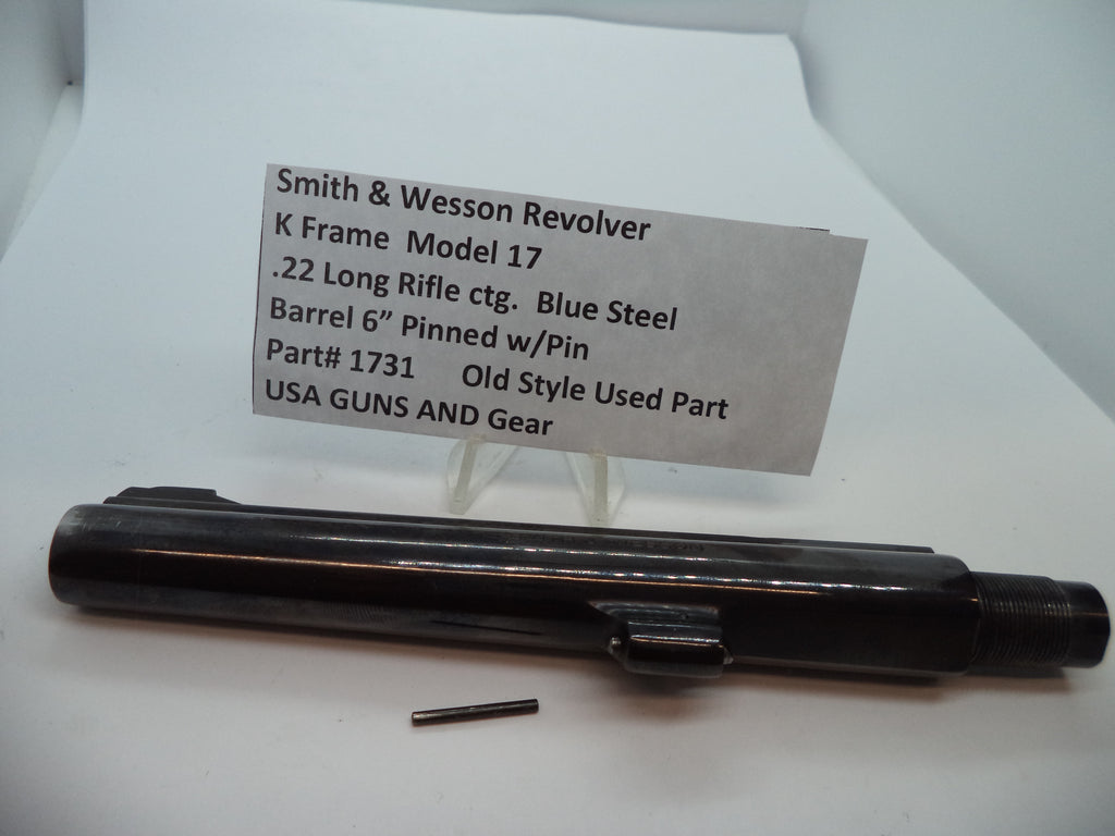 1731 Smith & Wesson K Model 6" Pinned Barrel w/Pin Blue Steel .22 Long Rifle ctg.