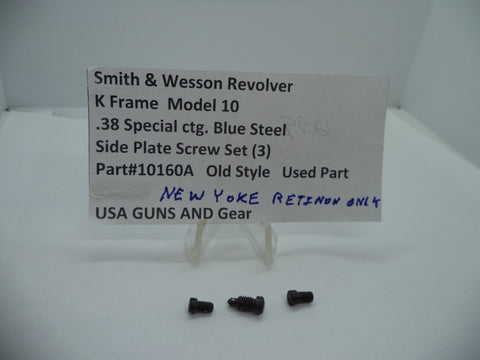 10160A Smith & Wesson K Frame Model 10 Used .38 Special ctg. Side Plate Screw Set (3) Blue