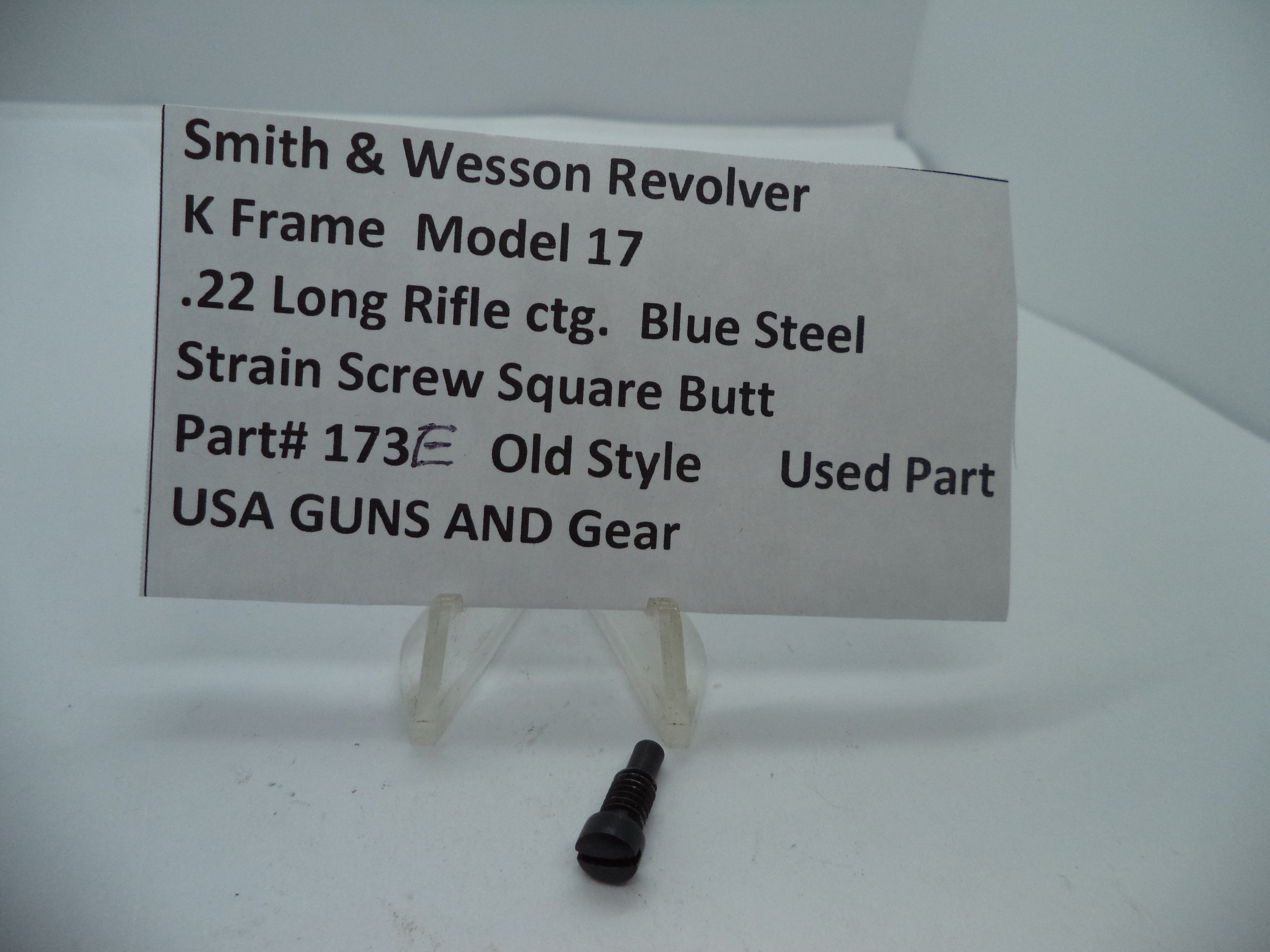 Smith & Wesson K Frame Strain Screw - Used OEM Part - Square Butt - .22 LR - Model 17 - 173E