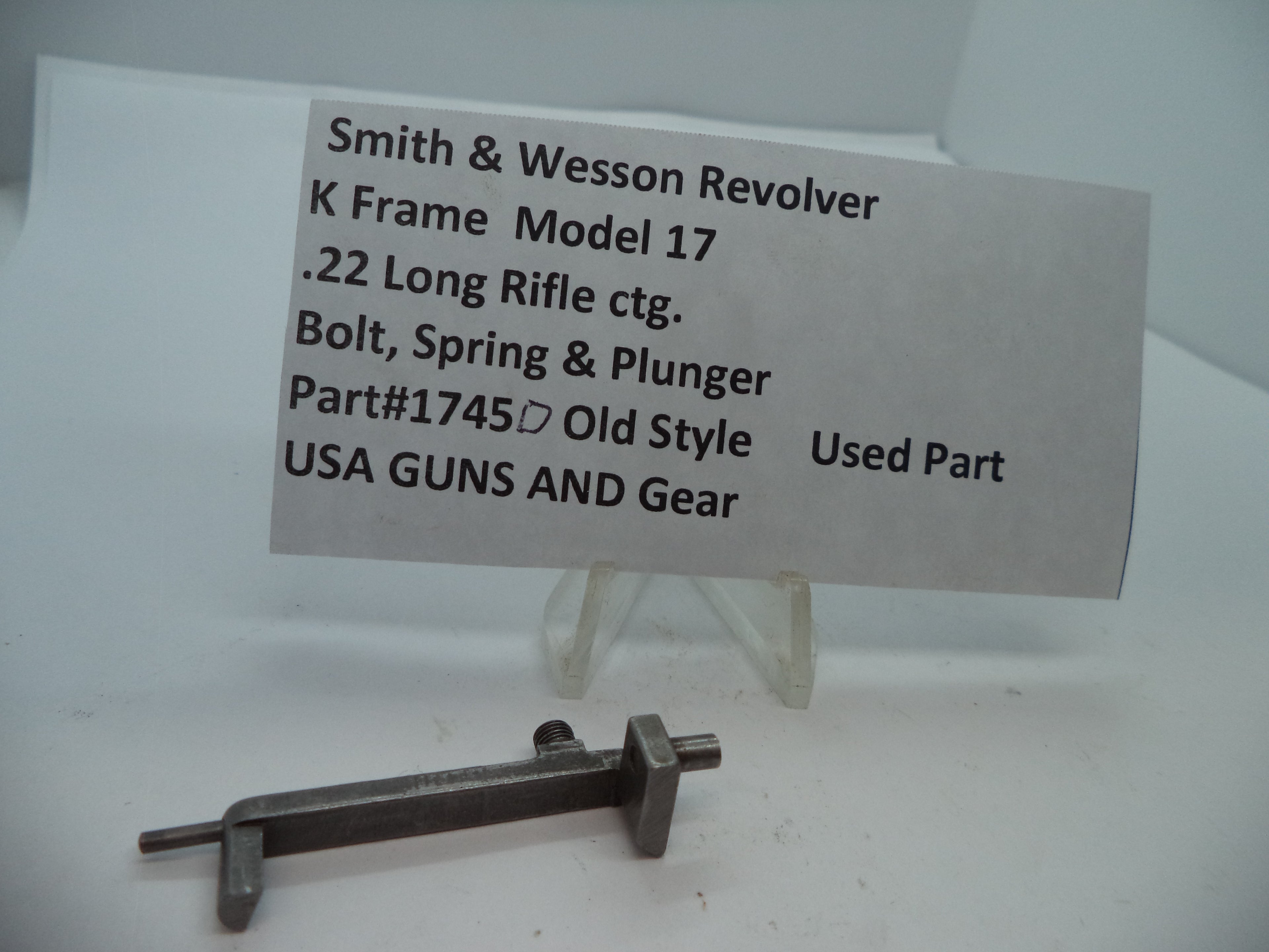 1745D Smith & Wesson K Model 17 Bolt Spring & Plunger .22 Long Rifle ctg.