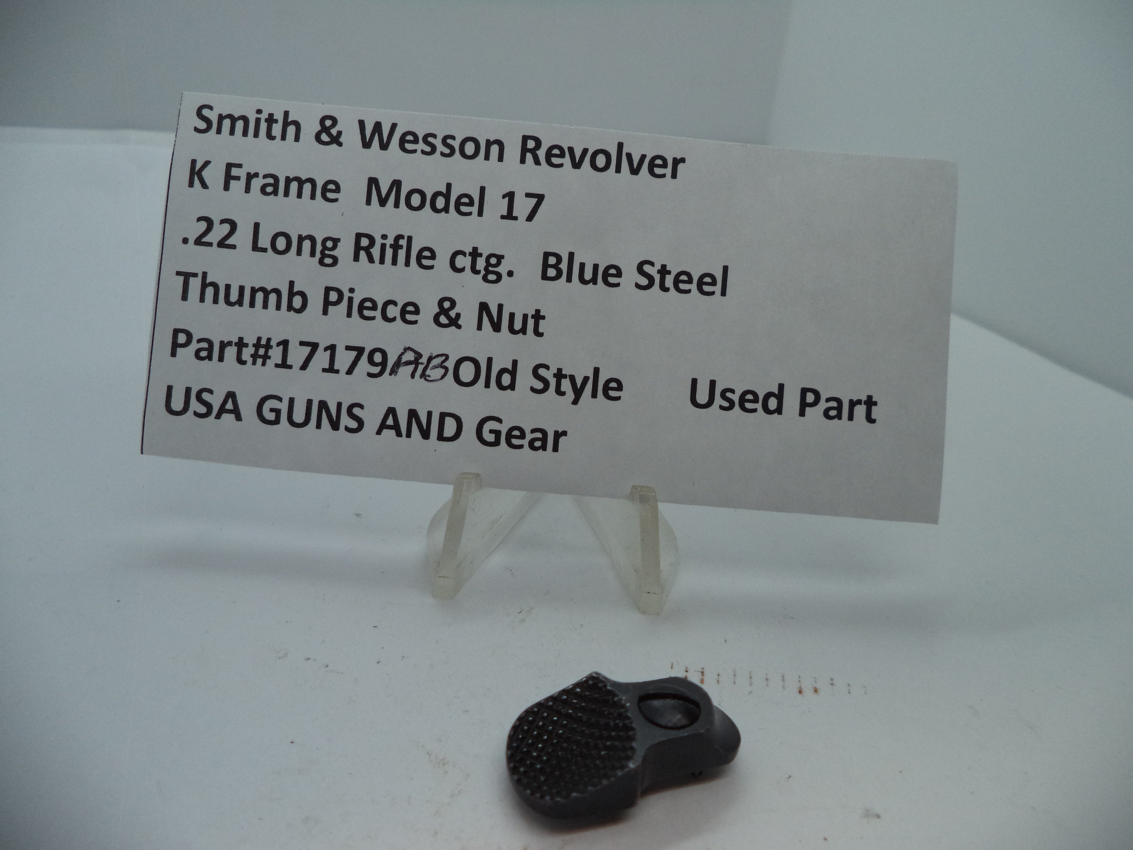Smith & Wesson K Frame Model 17 Thumb Piece & Nut Blue Steel .22 Long Rifle Old Style - 17179AB