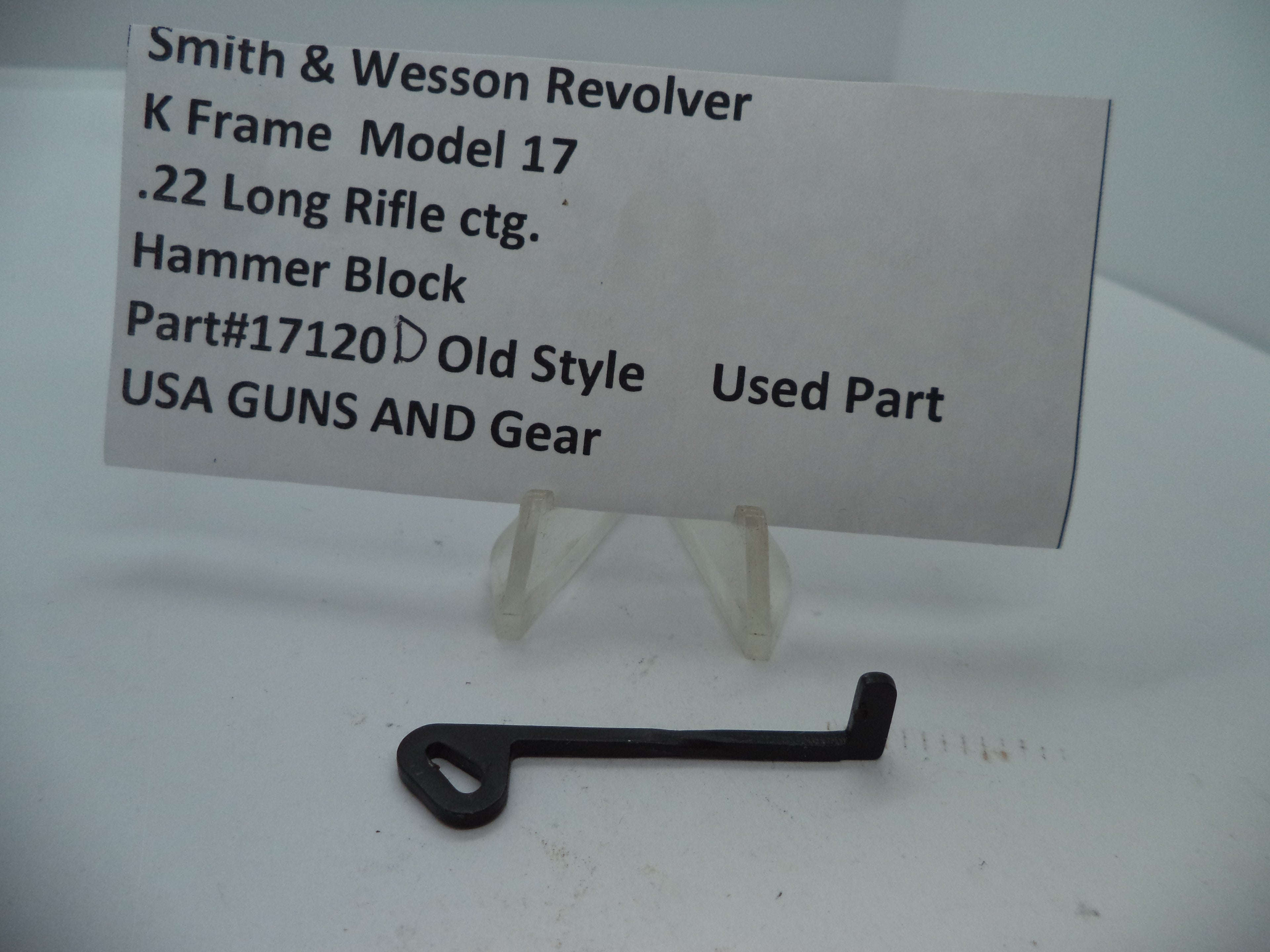 Smith & Wesson K Frame Model 17 Hammer Block .22 Long Rifle Old Style - 17120D