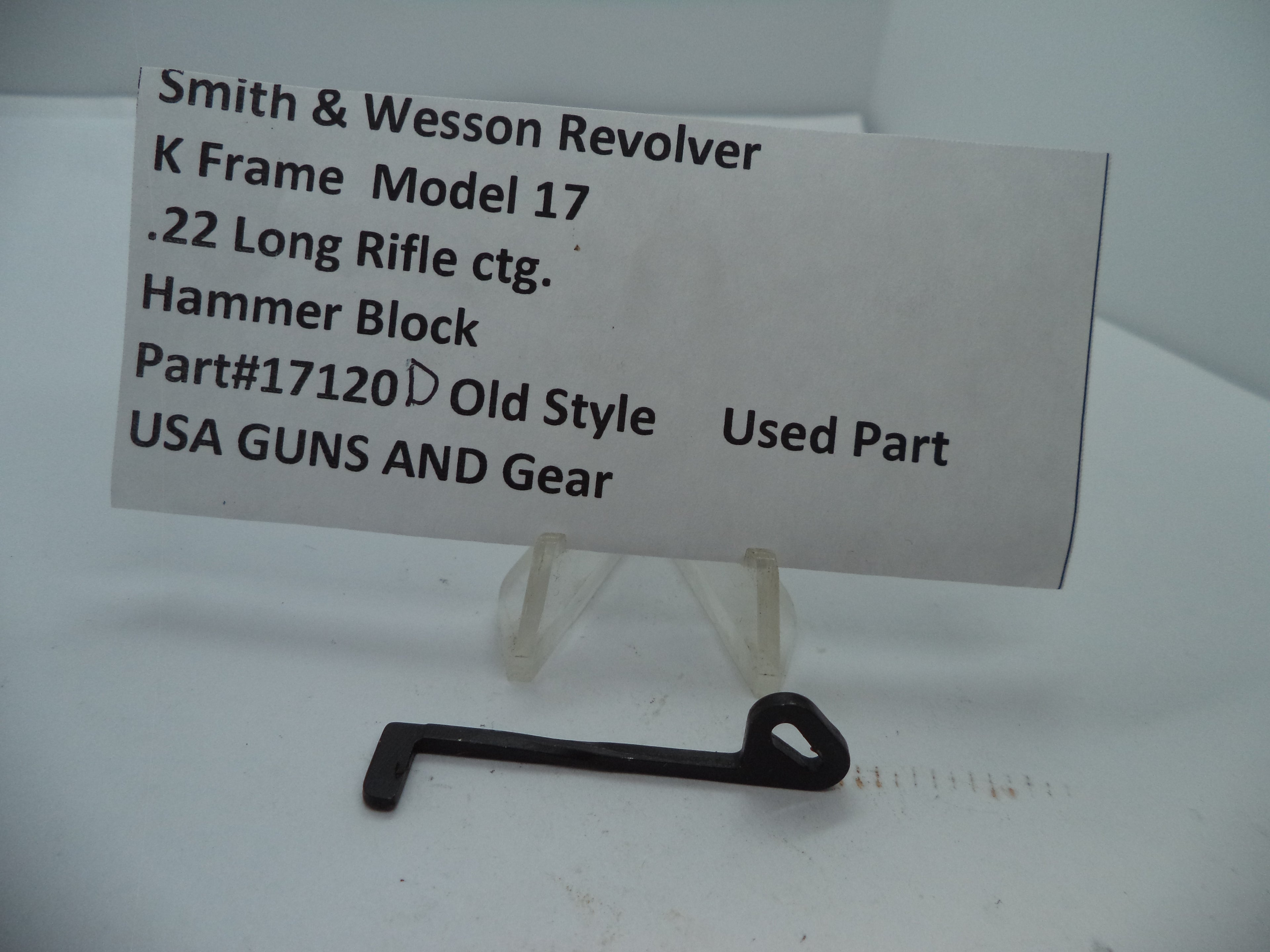 Smith & Wesson K Frame Model 17 Hammer Block .22 Long Rifle Old Style - 17120D