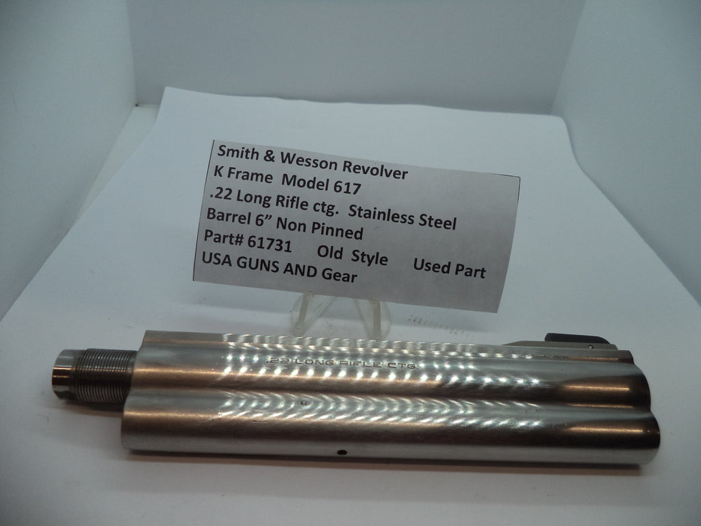 Smith & Wesson K Frame Model 617 Barrel 6" Non-Pinned .22 LR Stainless Steel Used - 61731