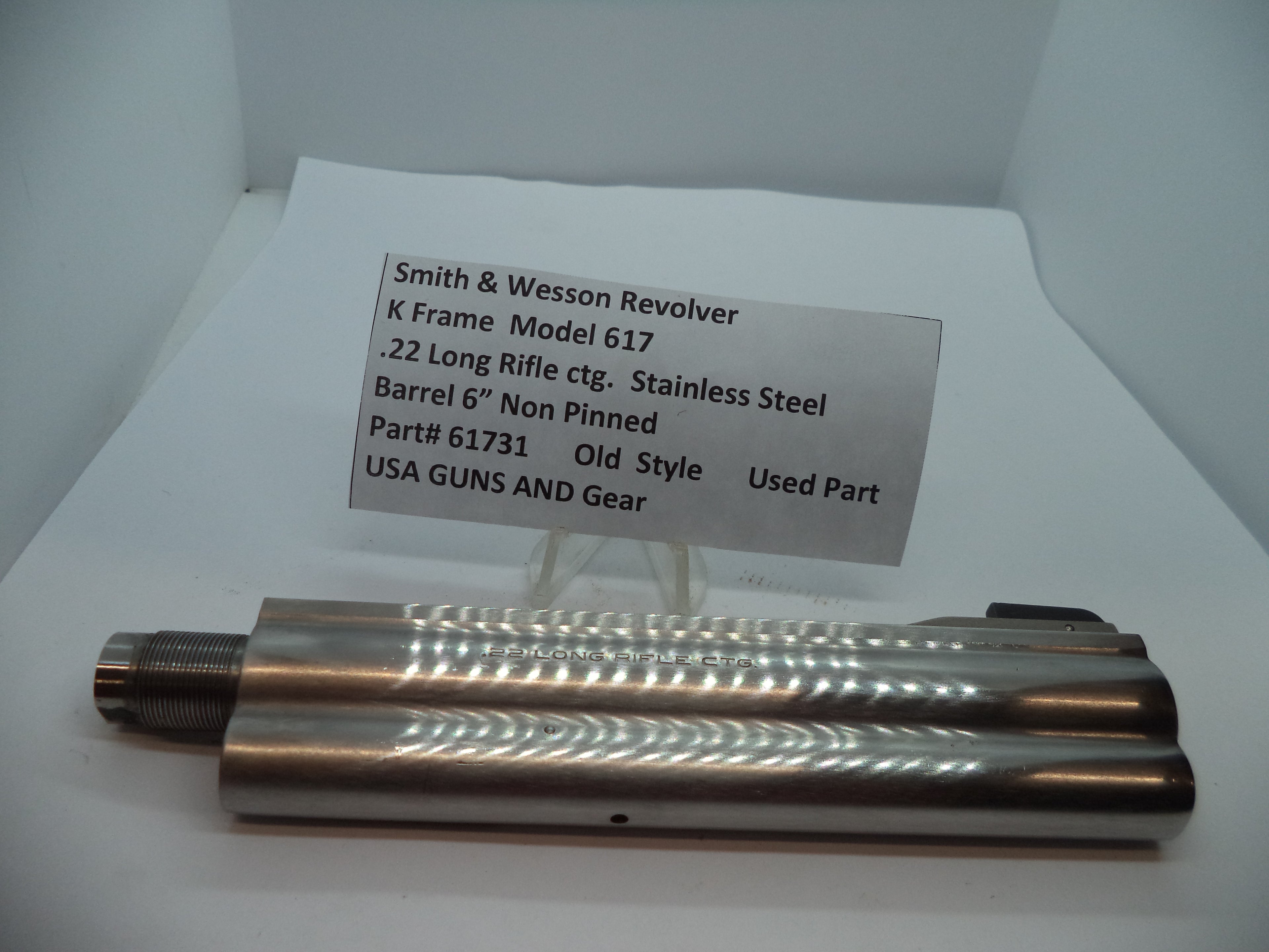 Smith & Wesson K Frame Model 617 Barrel 6" Non-Pinned .22 LR Stainless Steel Used - 61731