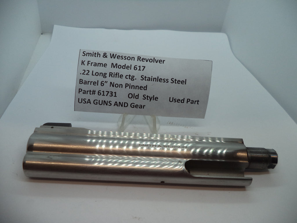 Smith & Wesson K Frame Model 617 Barrel 6" Non-Pinned .22 LR Stainless Steel Used - 61731