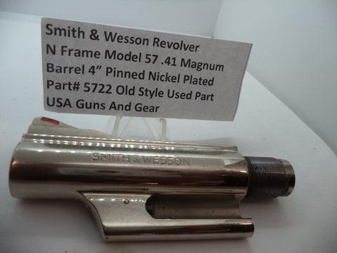 5722 S&W N Frame Model 57 Pinned Nickel Plated Barrel 4" .41 Magnum Used