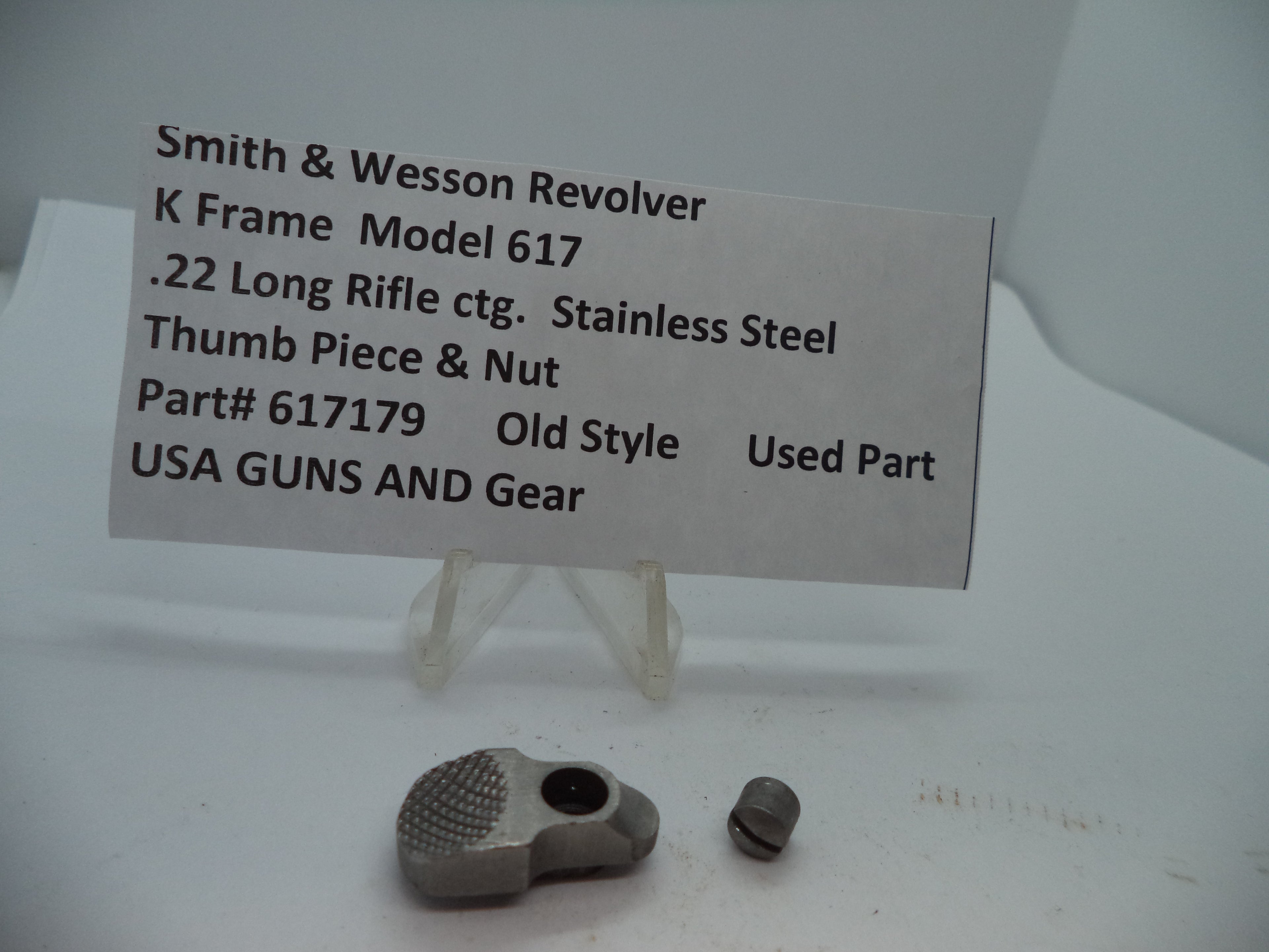 Smith & Wesson K Model 617 Thumb Piece & Nut .22 Long Rifle ctg. 617179