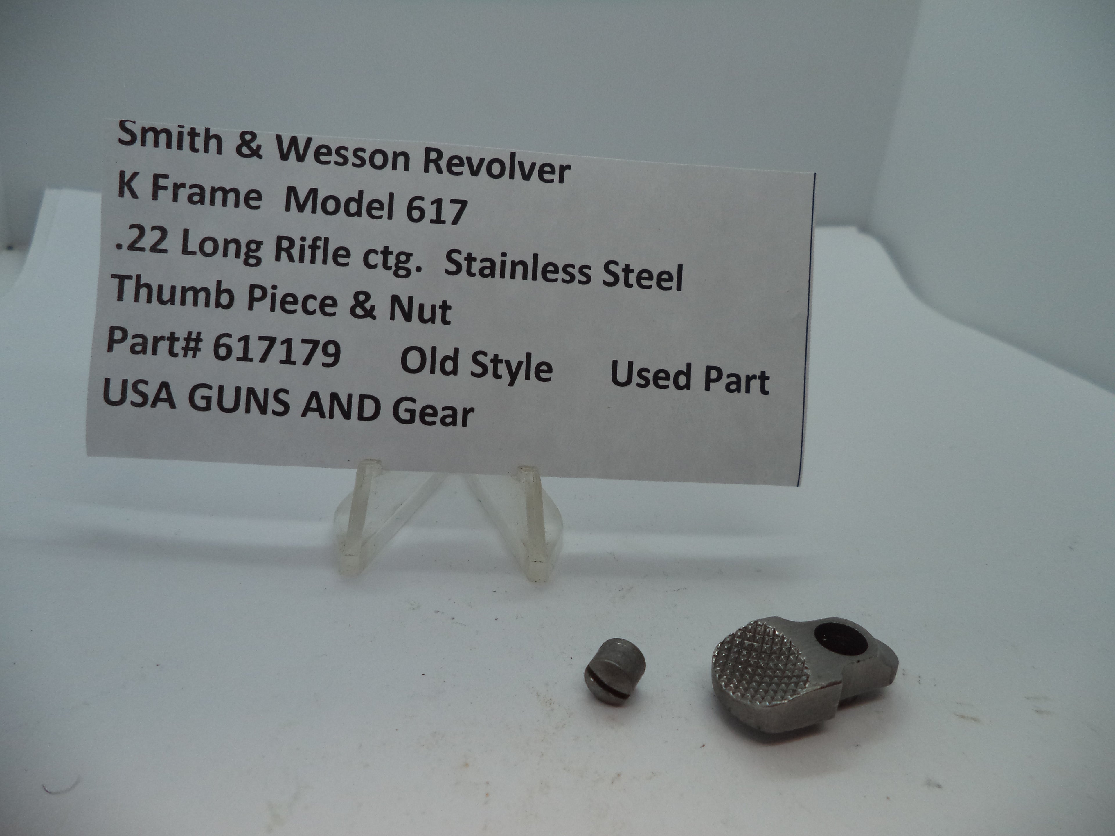 Smith & Wesson K Model 617 Thumb Piece & Nut .22 Long Rifle ctg. 617179