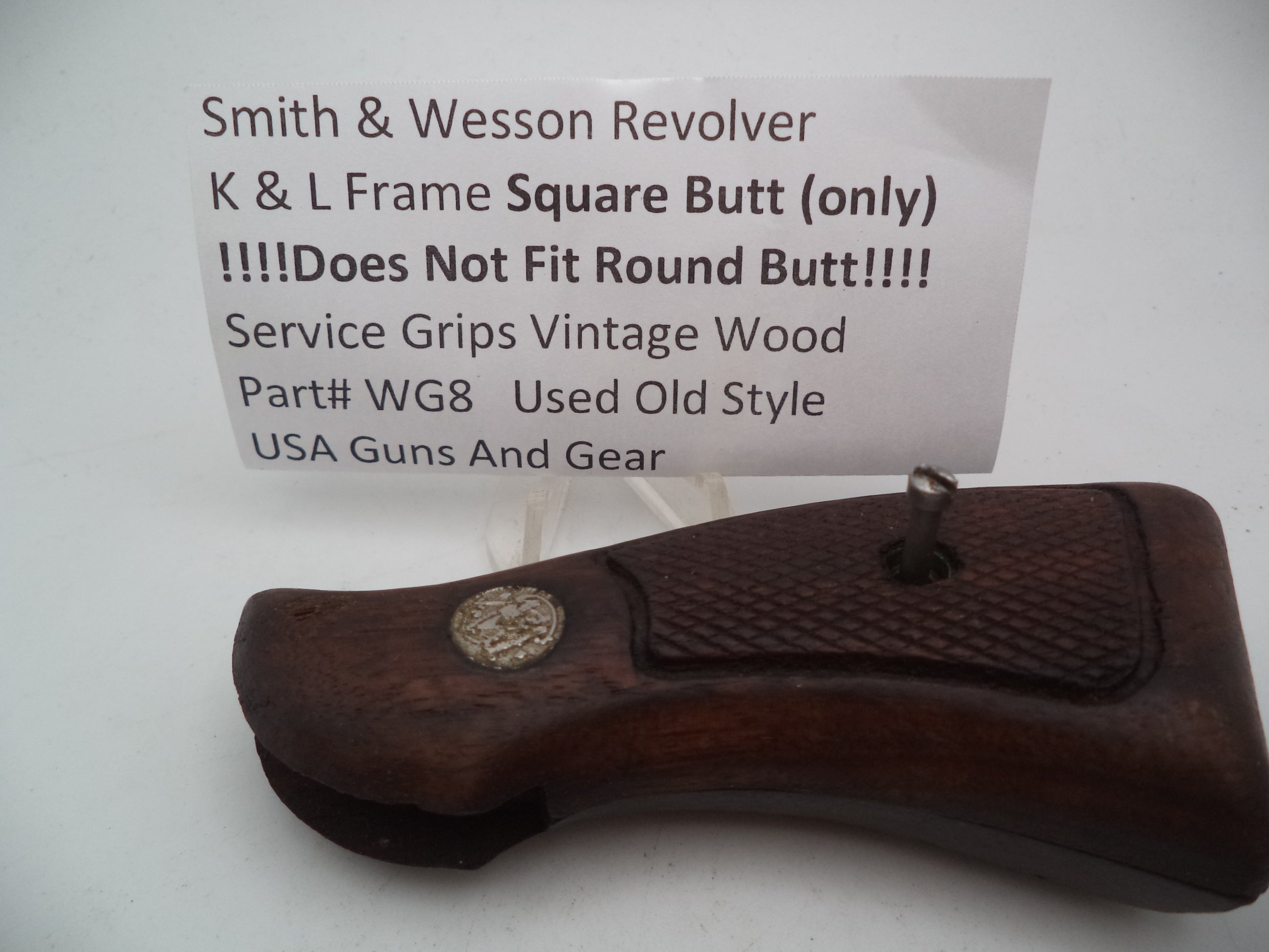Smith & Wesson K & L Frame Vintage Wood Grips - Square Butt Only - Used OEM Part WG8