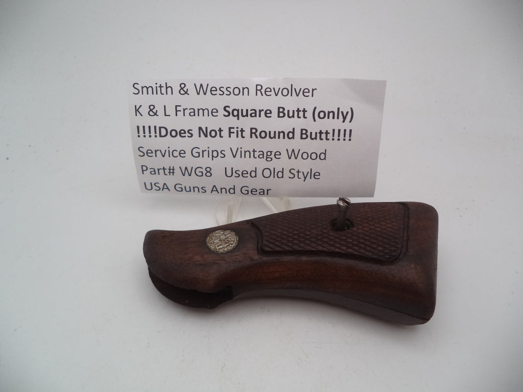 Smith & Wesson K & L Frame Vintage Wood Grips - Square Butt Only - Used OEM Part WG8