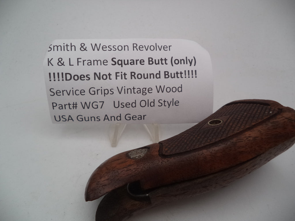 Smith & Wesson K & L Frame Vintage Wood Grips - Square Butt Only - Used OEM Part WG7