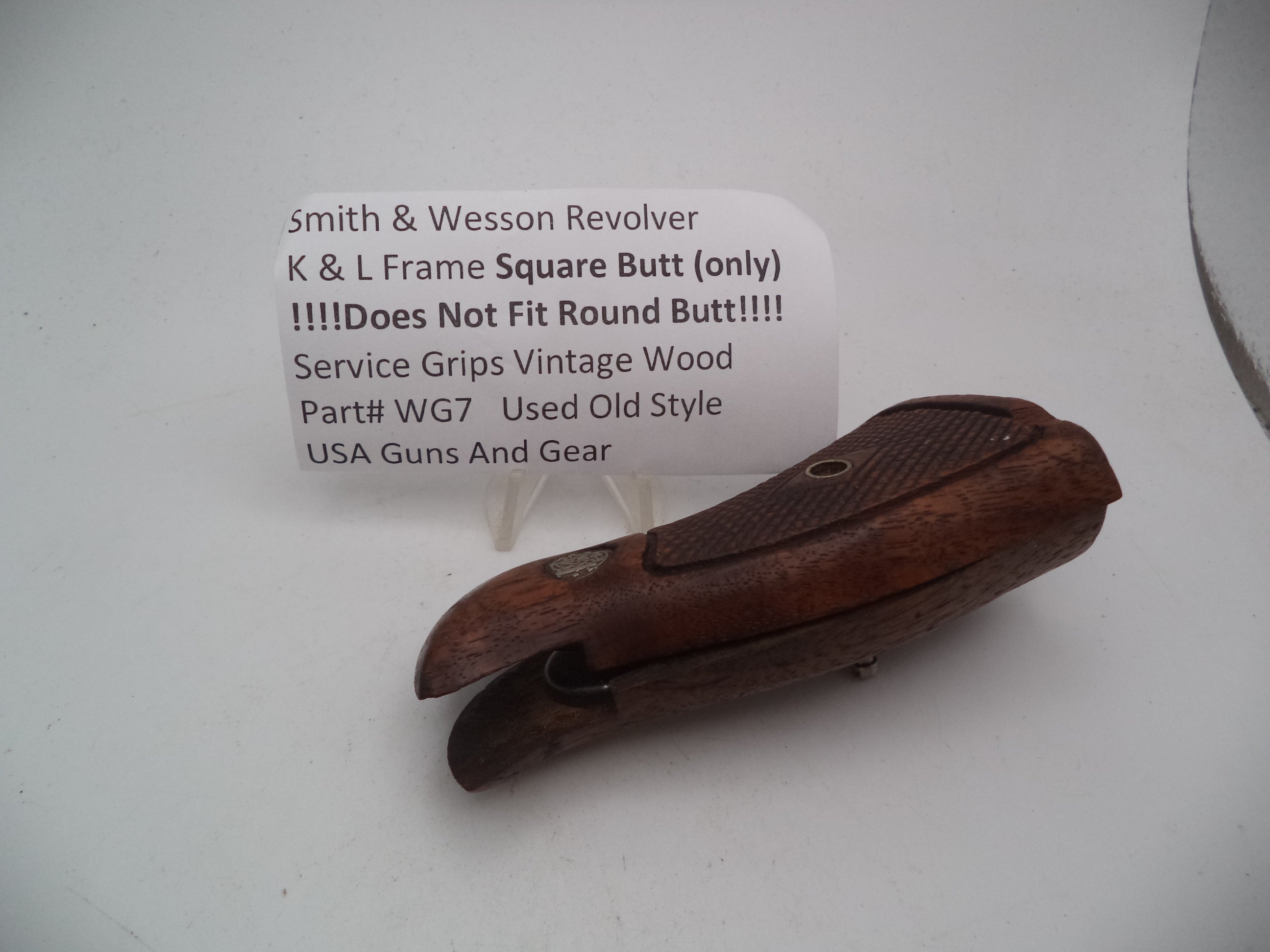 Smith & Wesson K & L Frame Vintage Wood Grips - Square Butt Only - Used OEM Part WG7