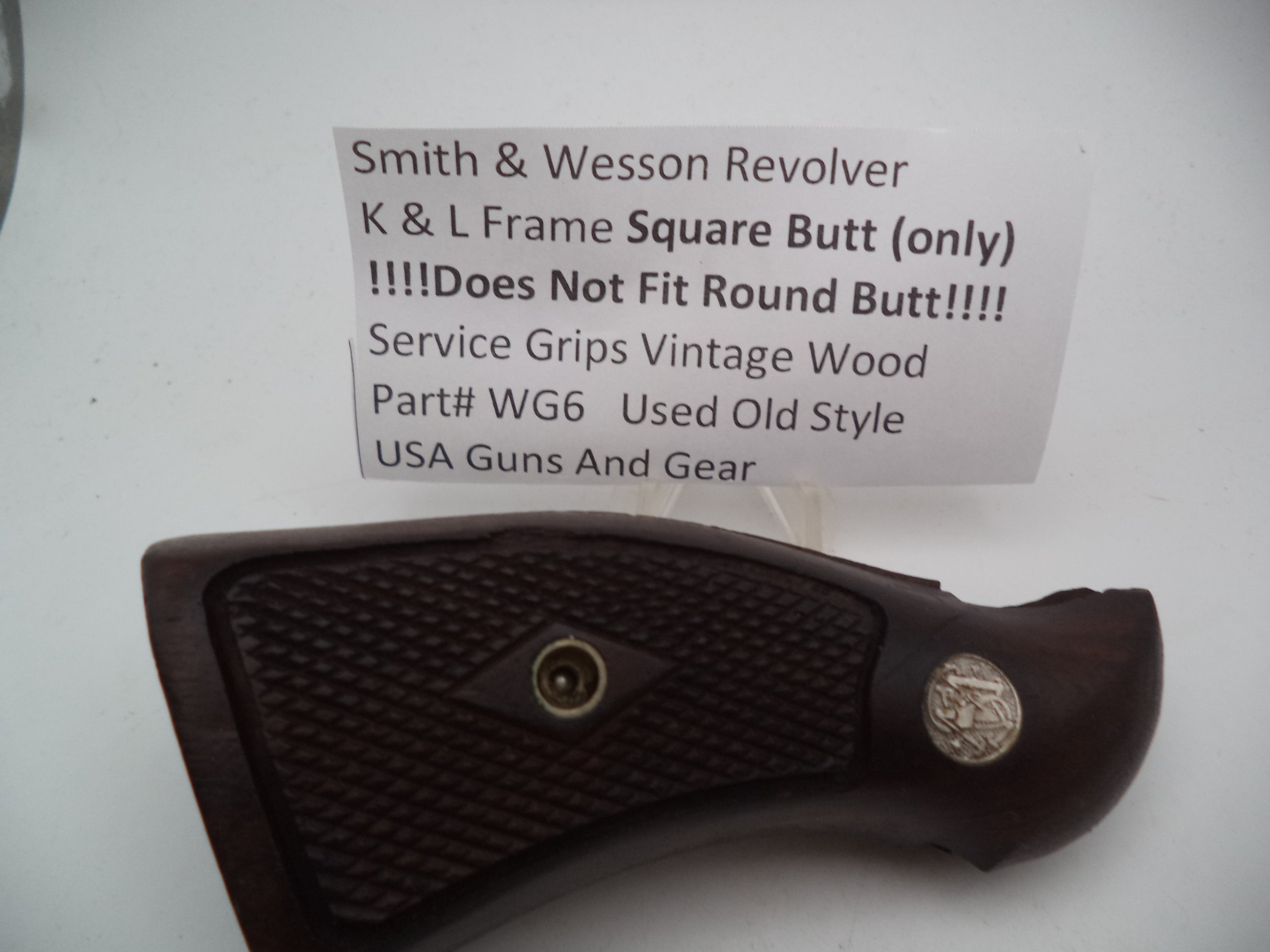 Smith & Wesson K & L Frame Vintage Wood Grips - Square Butt Only - Used OEM Part WG6