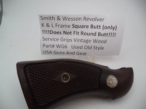 WG6 S&W Revolver K & L Frame Square Butt (only)Vintage Wood Grips Used
