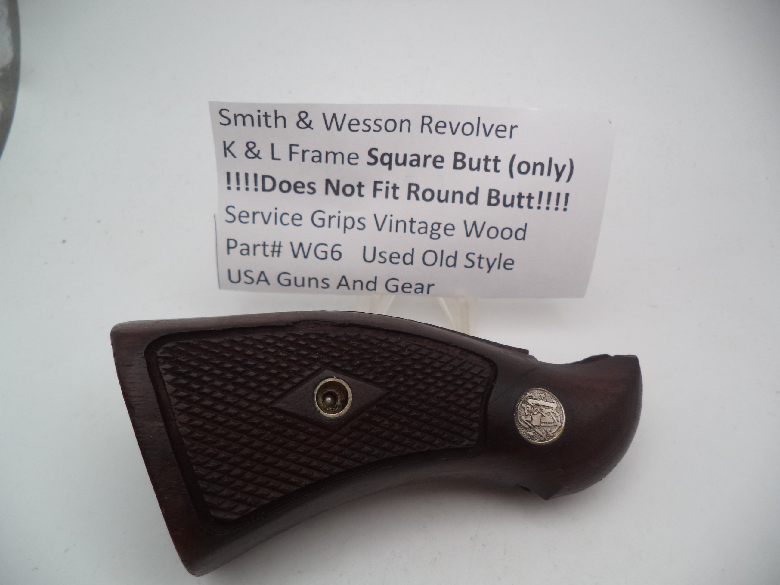 Smith & Wesson K & L Frame Vintage Wood Grips - Square Butt Only - Used OEM Part WG6