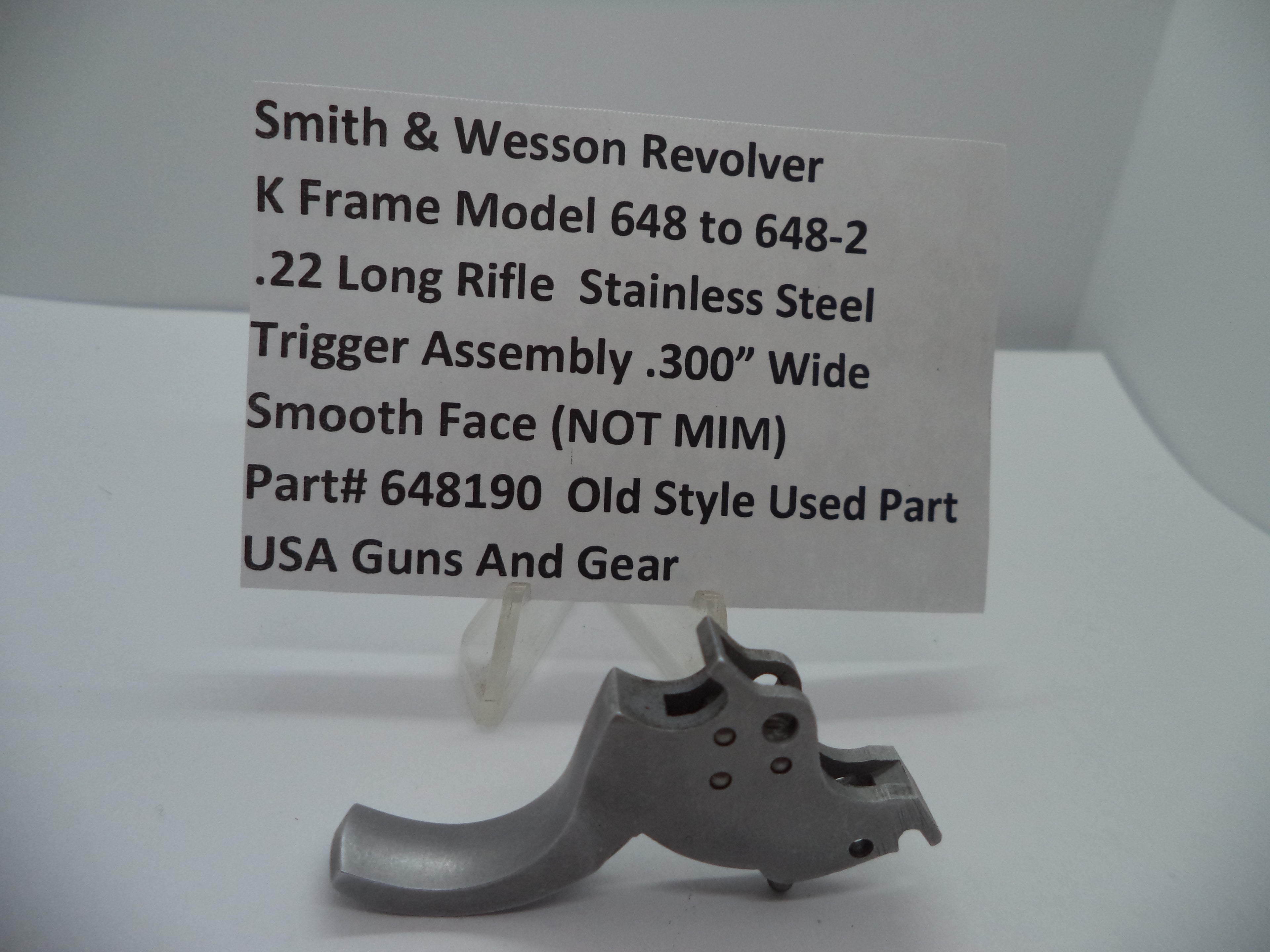 648190 S&W K Model 648  to 648-2 Trigger Assembly .300" Wide .22 Long Rifle