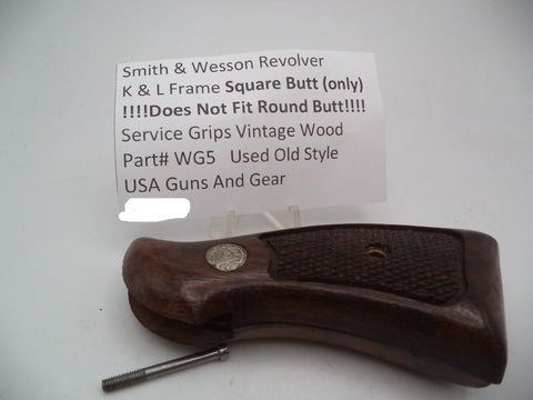 WG5 S&W Revolver K & L Frame Square Butt (only)Vintage Wood Grips Used