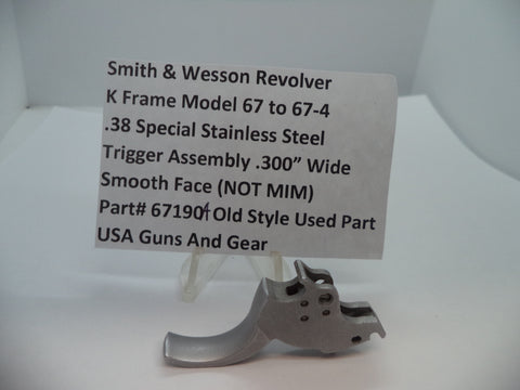 67190A S&W K Model 67 to 67-4 Trigger Stainless Steel .300" Wide .38 Special