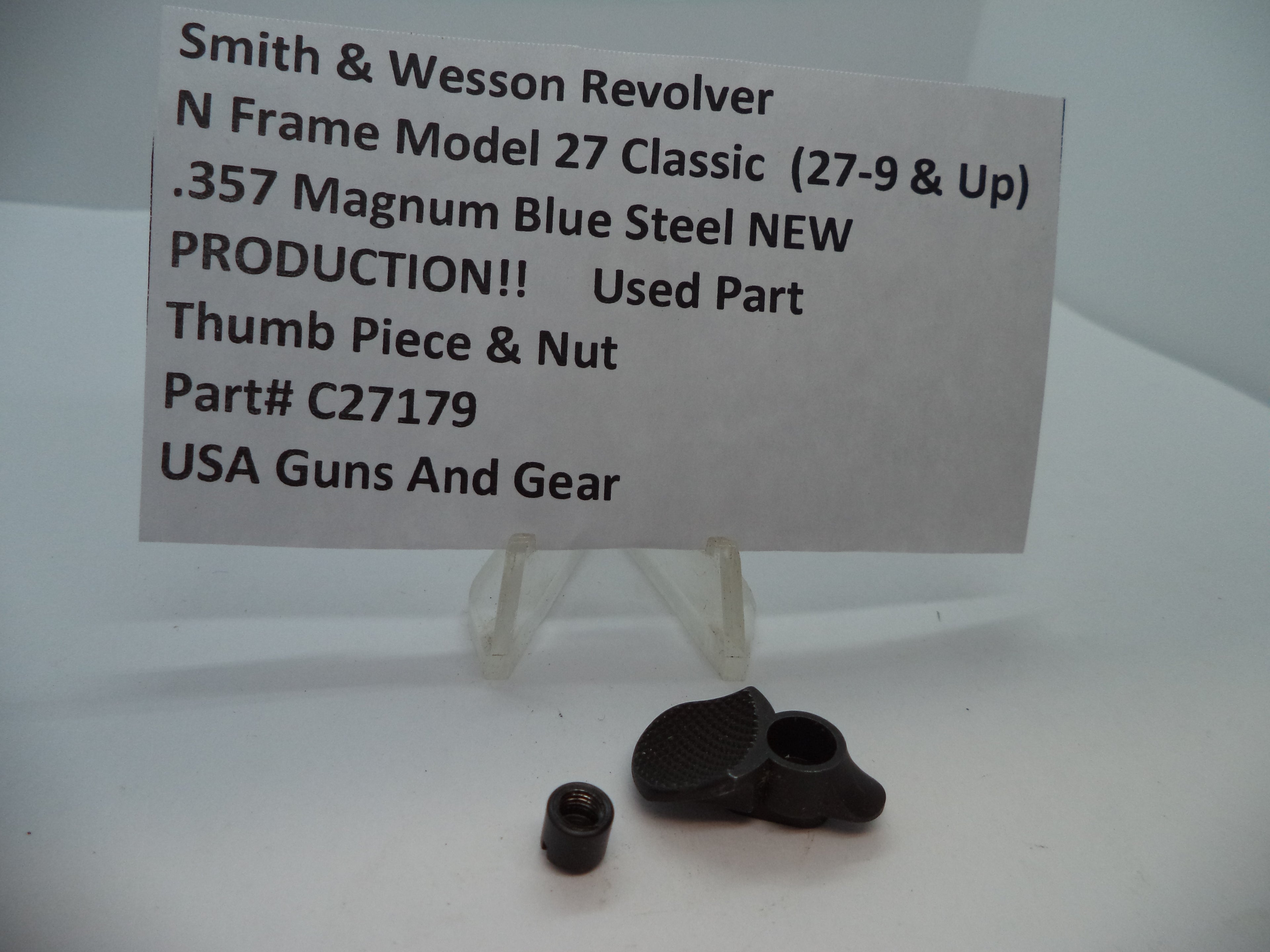 C27179 S&W N Size Model 27 Classic (27-9 & Up) Thumb Piece & Nut .357 Magnum