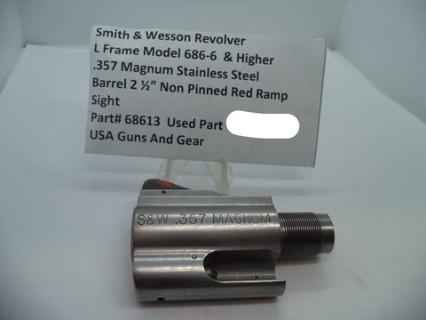 68613 S&W L Size Model 686-6 & Higher Barrel 2 1/2" Non Pinned .357 Magnum Used