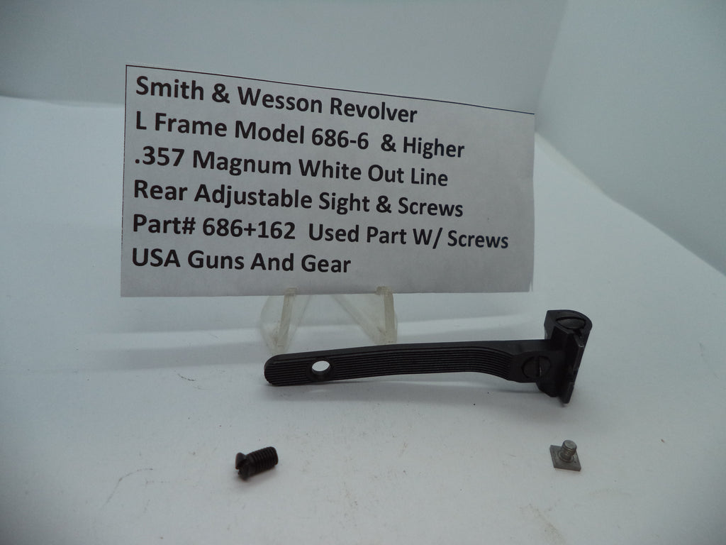 Smith & Wesson 686 Rear Sight - White Outline Adjustable | Model 686-6+ | OEM Part 686+162