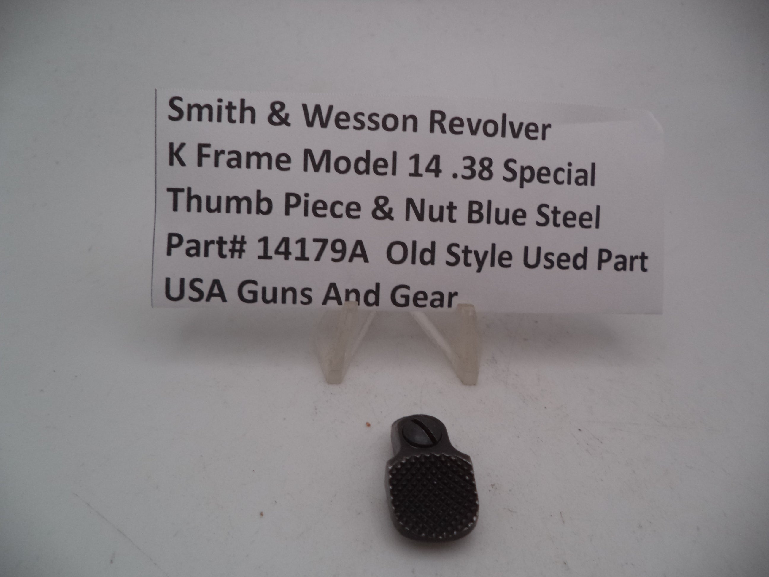 Smith & Wesson Revolver K Frame Model 14 Thumb Piece & Nut Used .38 Special 14179A