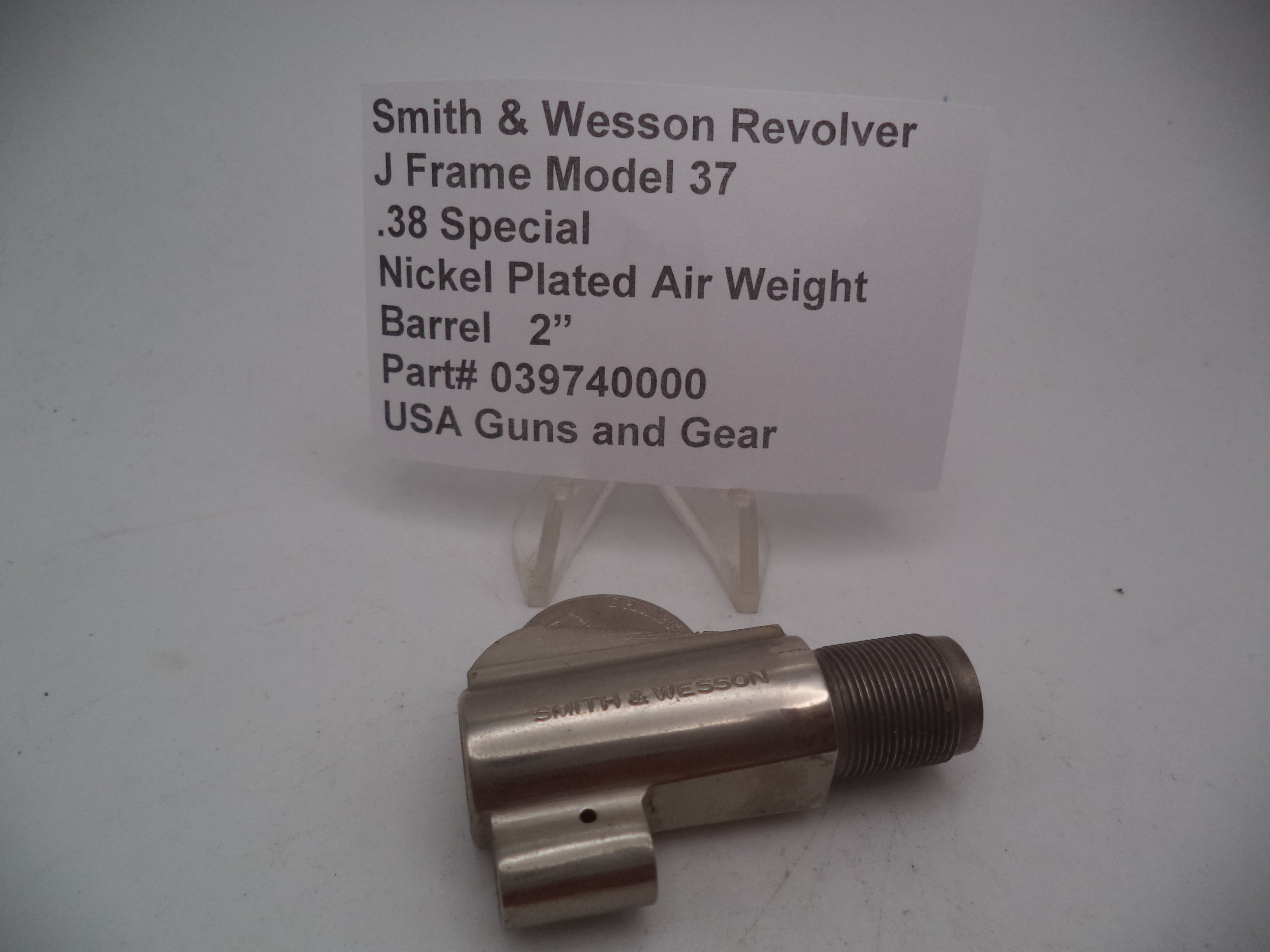 S&W J Frame Model 37 Nickel 2" Barrel Non Pinned Air Weight 039740000