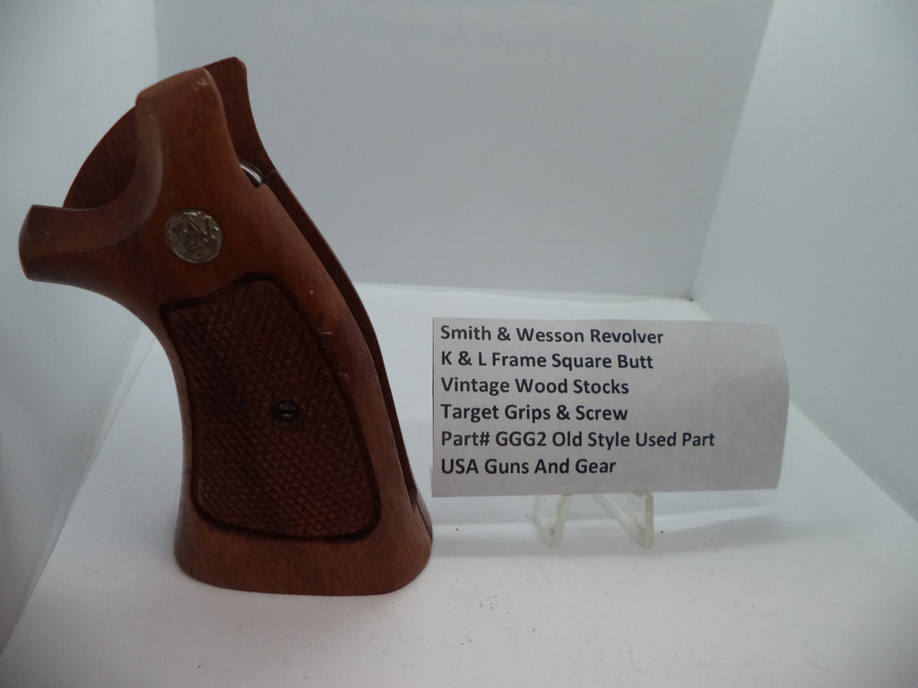 Smith & Wesson K & L Frame Vintage Wood Grips - Square Butt Only - Used OEM Part GGG2