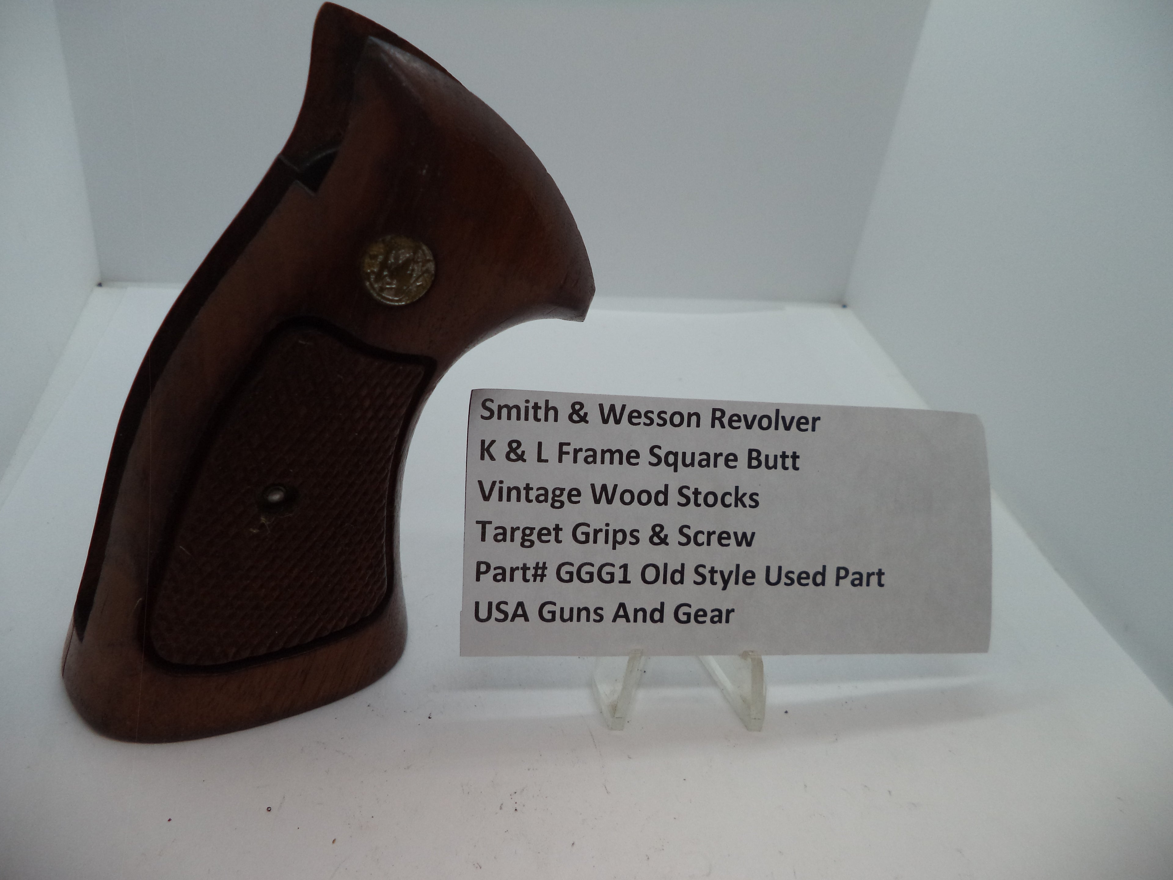 Smith & Wesson K & L Frame Vintage Wood Grips - Square Butt Only - Used OEM Part GGG1