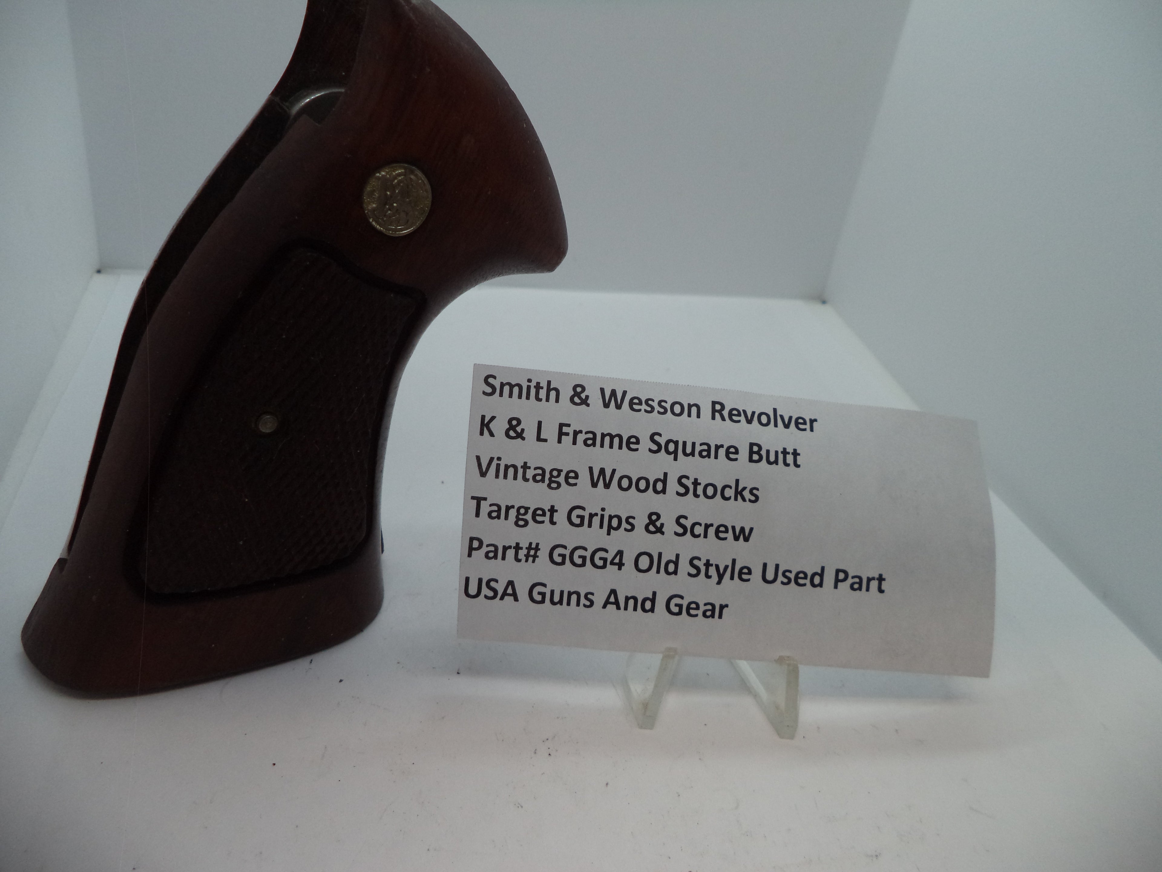 Smith & Wesson K & L Frame Vintage Wood Grips - Square Butt Only - Used OEM Part GGG4