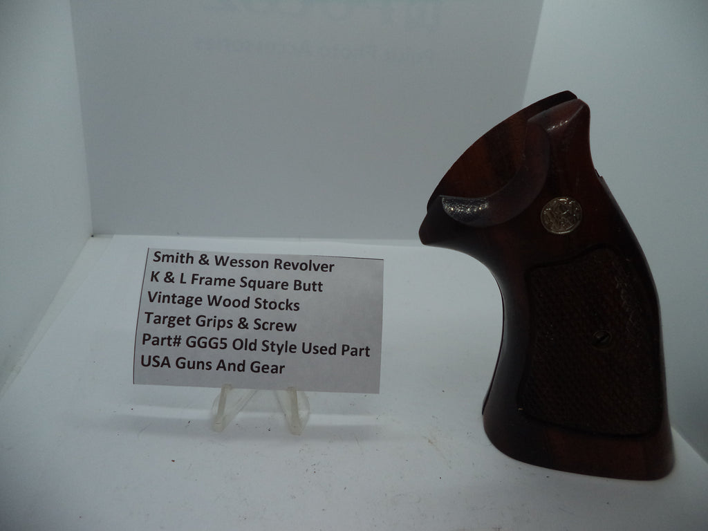 Smith & Wesson K & L Frame Vintage Wood Grips - Square Butt Only - Used OEM Part GGG5