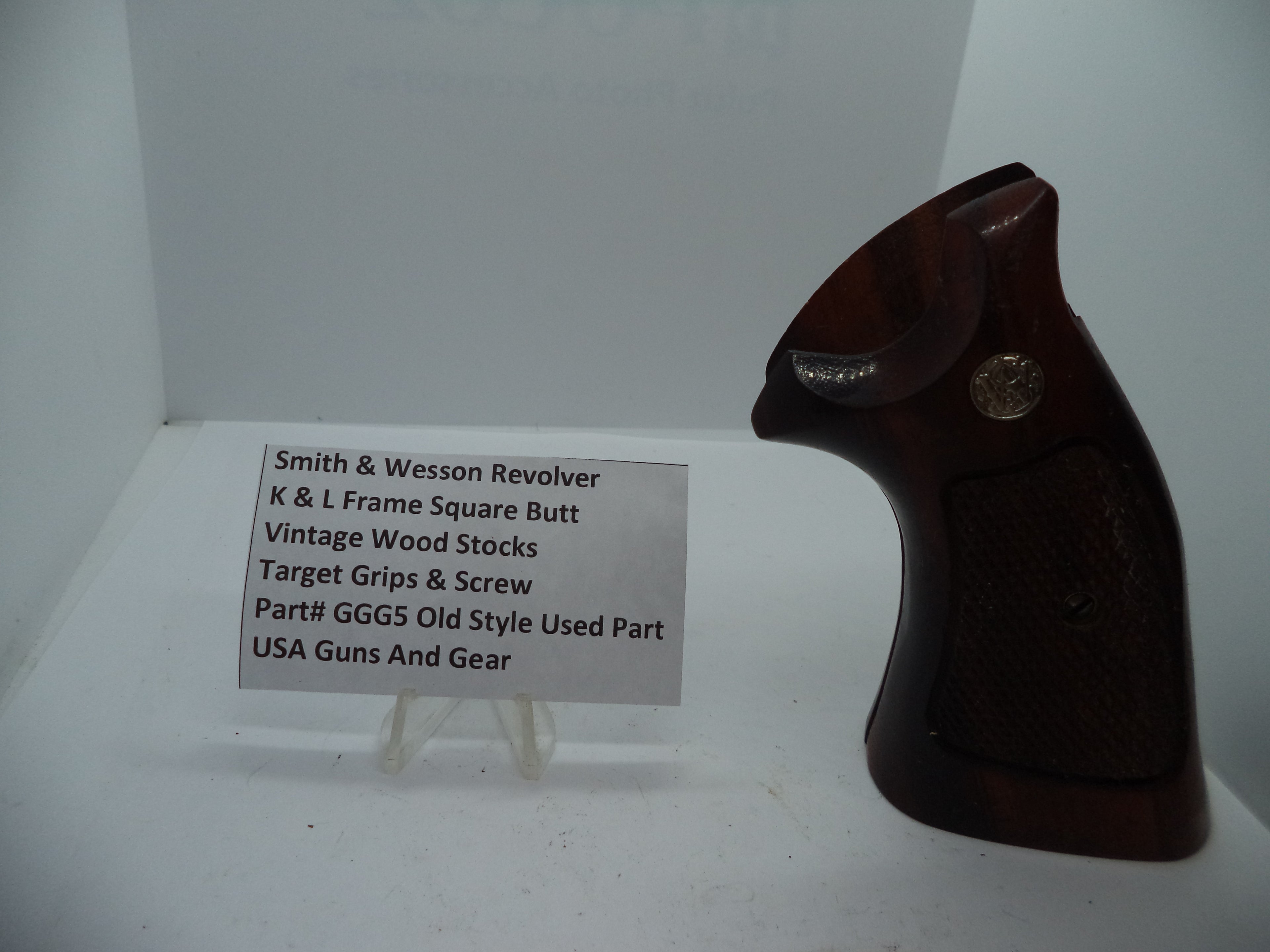Smith & Wesson K & L Frame Vintage Wood Grips - Square Butt Only - Used OEM Part GGG5