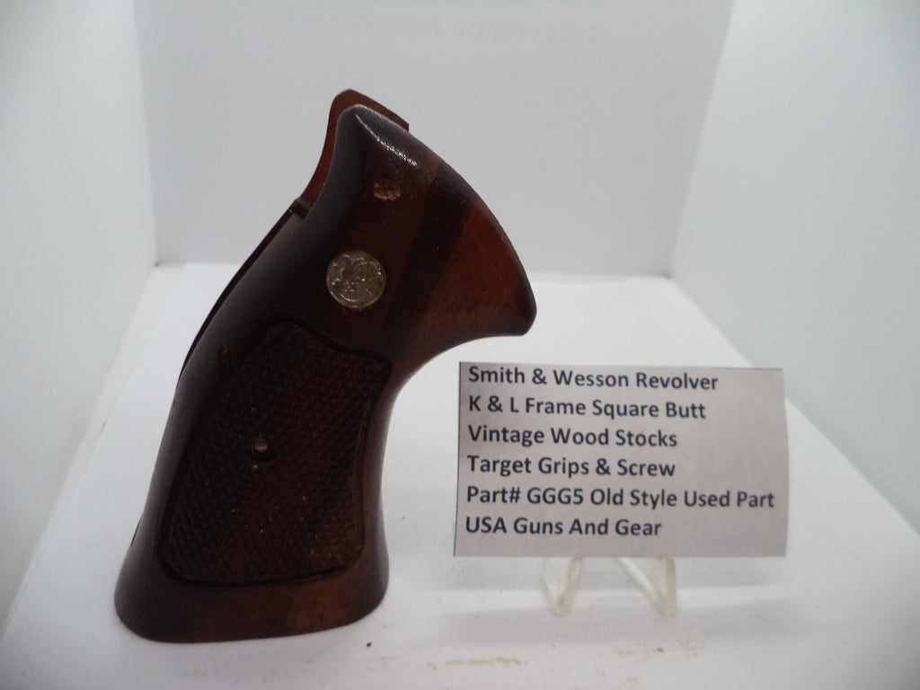 Smith & Wesson K & L Frame Vintage Wood Grips - Square Butt Only - Used OEM Part GGG5