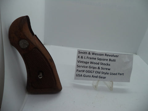 GGG7 S&W Revolver K & L Frame Vintage Wood Grips Square Butt only Used