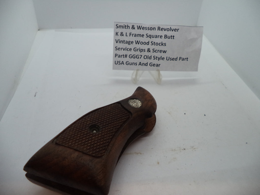 Smith & Wesson K & L Frame Vintage Wood Grips - Square Butt Only - Used OEM Part GGG7