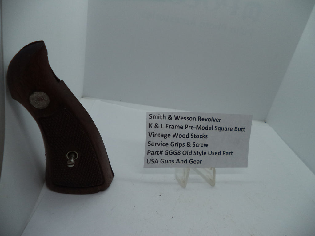 Smith & Wesson K & L Frame Vintage Wood Grips - Square Butt Only - Used OEM Part GGG8