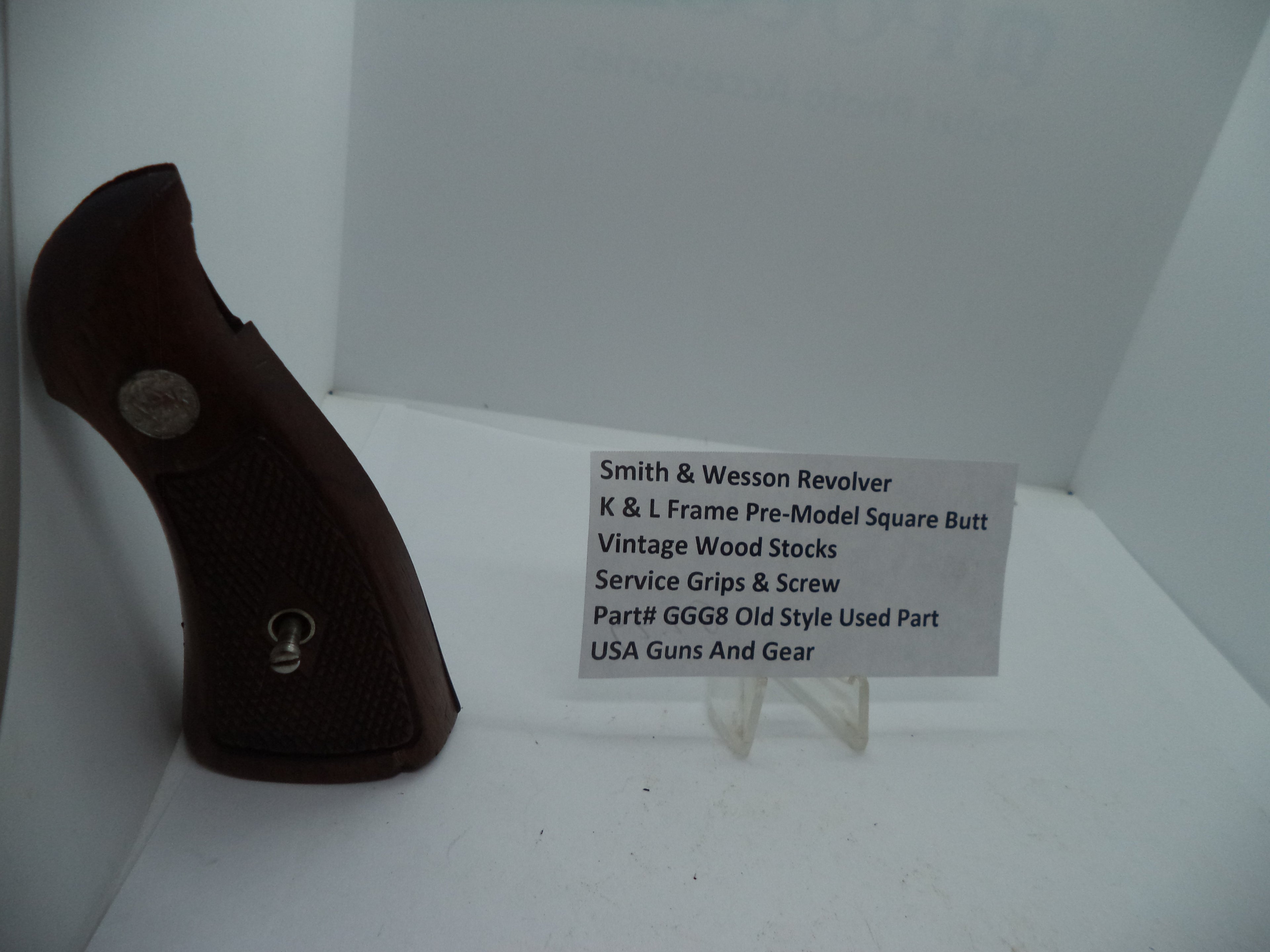 Smith & Wesson K & L Frame Vintage Wood Grips - Square Butt Only - Used OEM Part GGG8