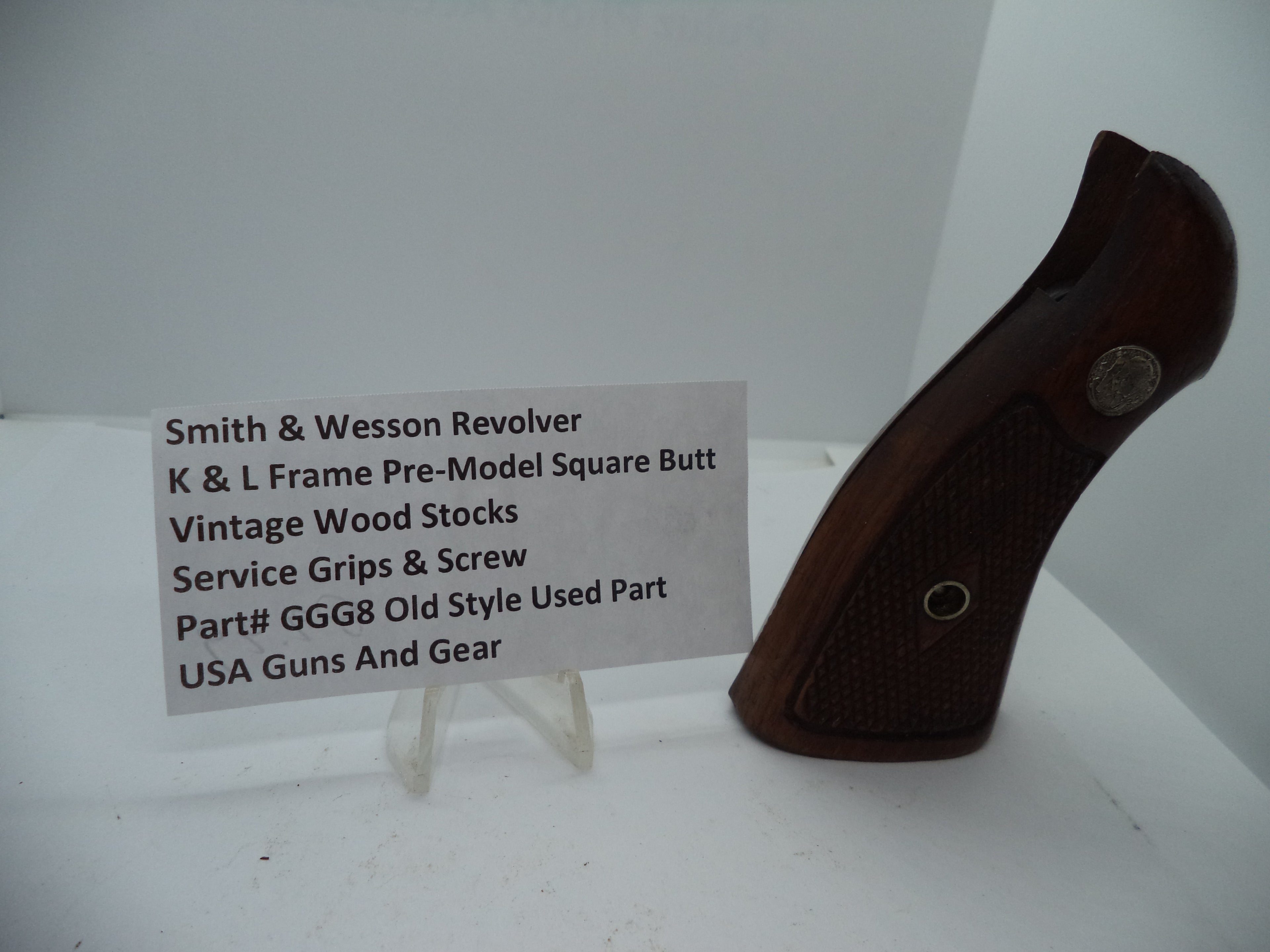 Smith & Wesson K & L Frame Vintage Wood Grips - Square Butt Only - Used OEM Part GGG8