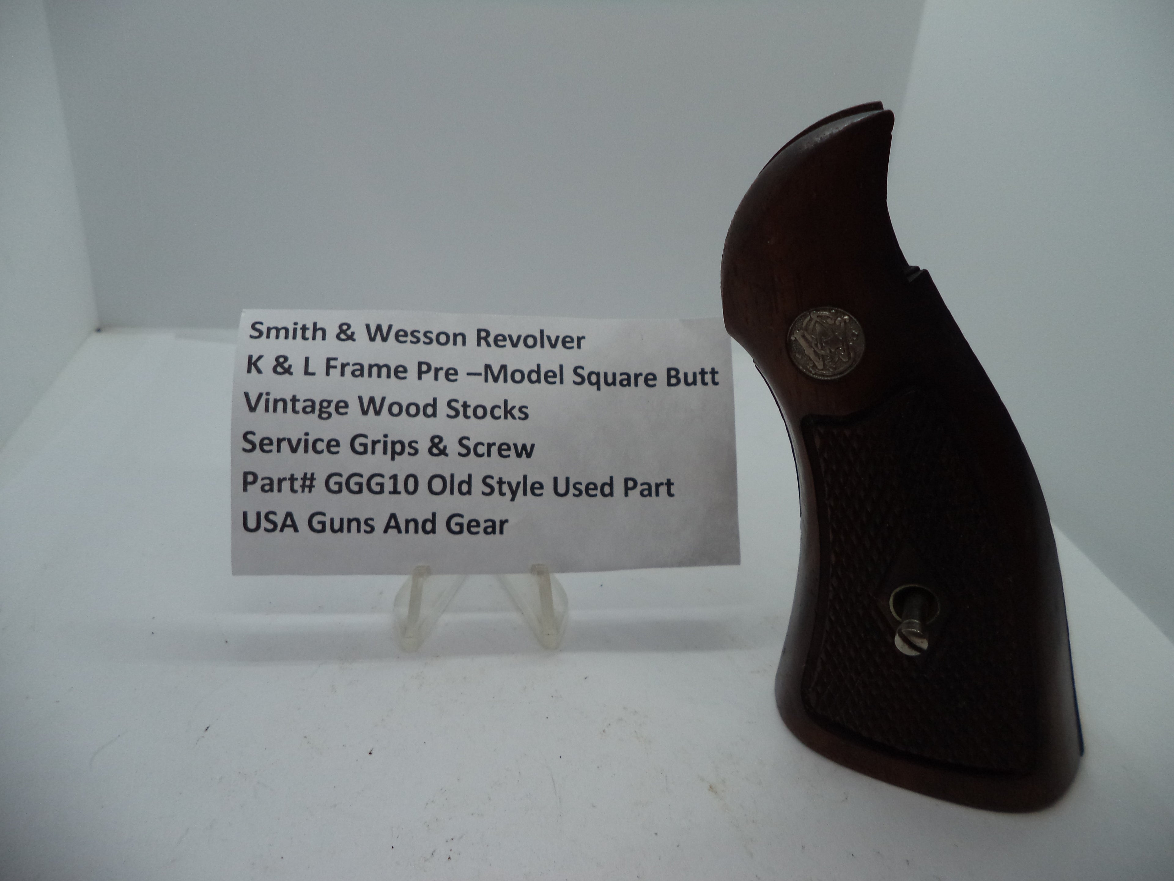 Smith & Wesson Revolver K & L Frame Vintage Wood Grips - Square Butt Only - GGG10