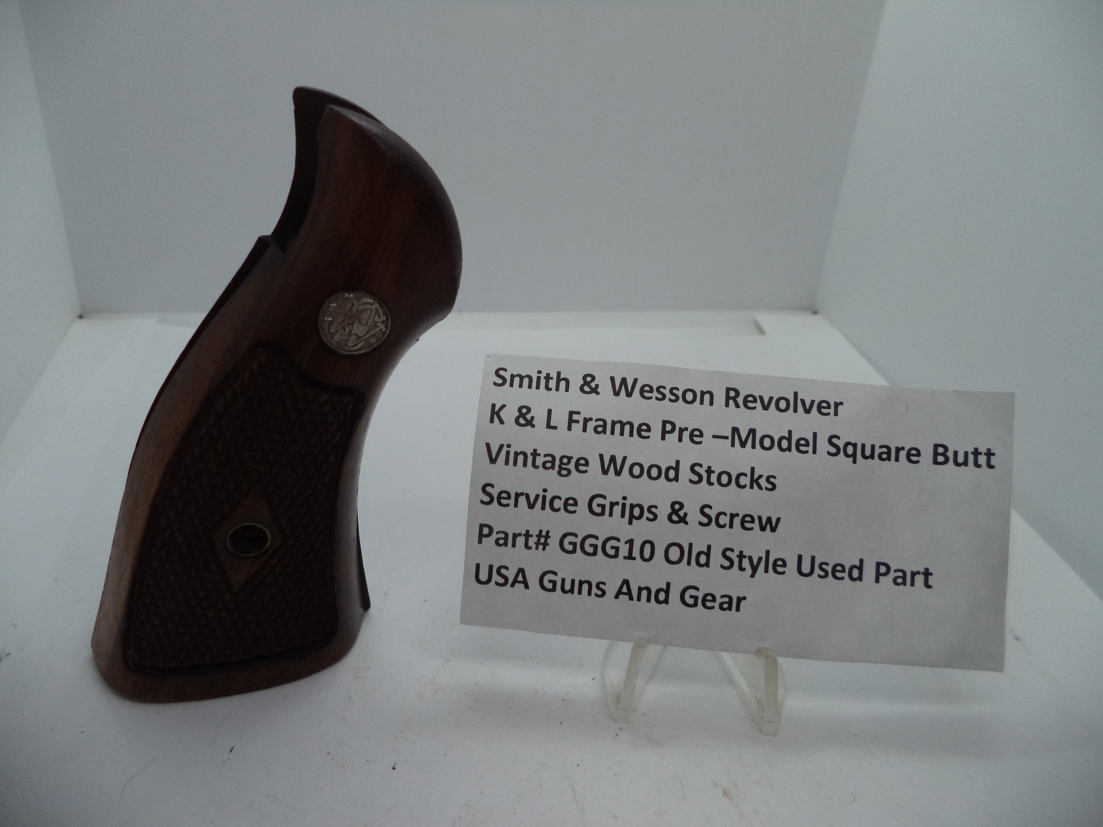 Smith & Wesson Revolver K & L Frame Vintage Wood Grips - Square Butt Only - GGG10