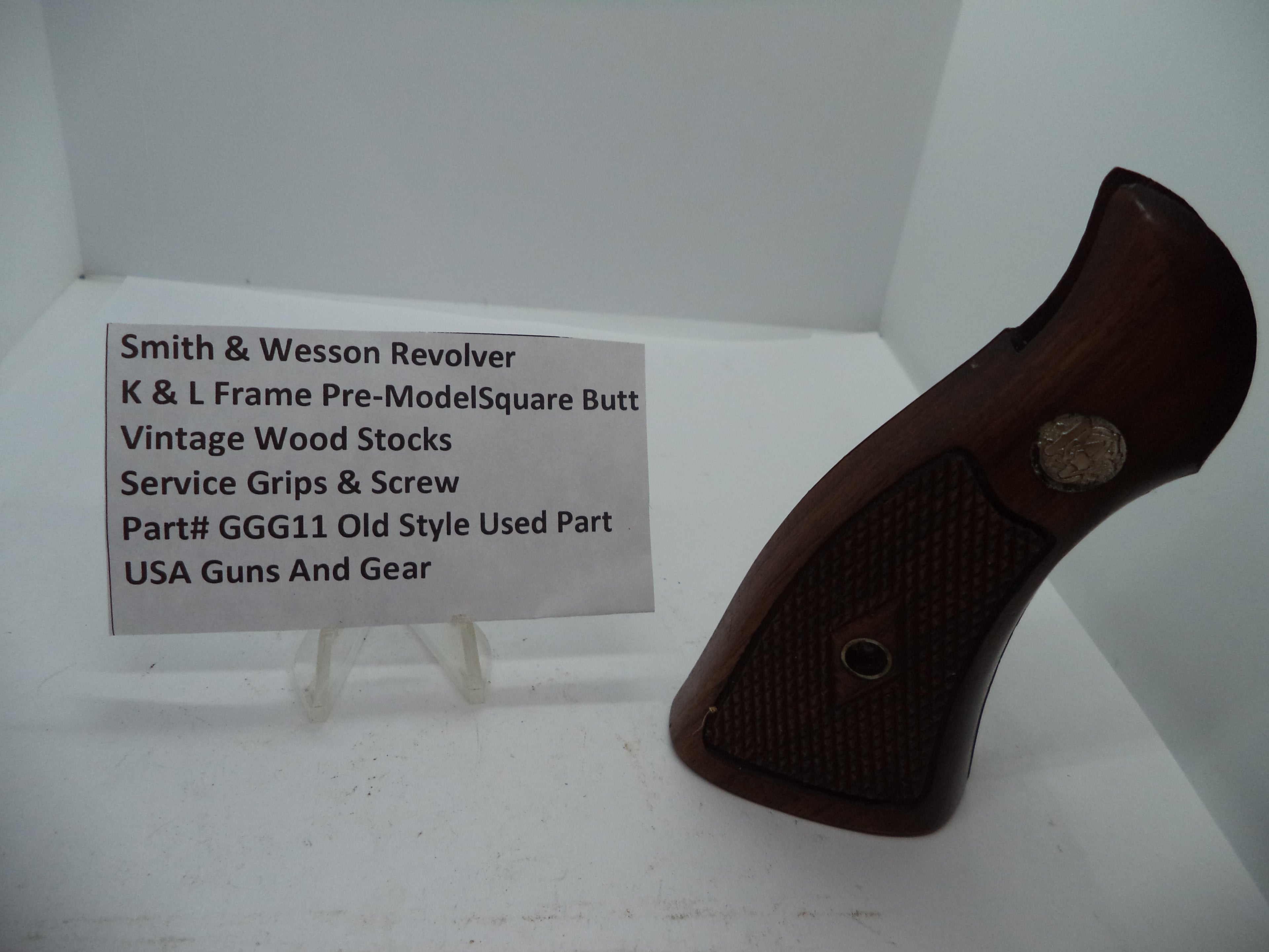 Smith & Wesson Revolver Vintage Wood Grips - K & L Frame Square Butt Only - GGG11