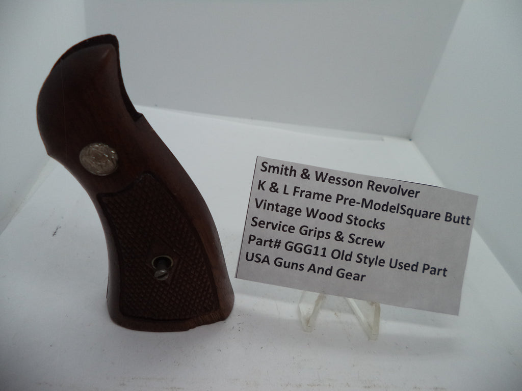Smith & Wesson Revolver Vintage Wood Grips - K & L Frame Square Butt Only - GGG11