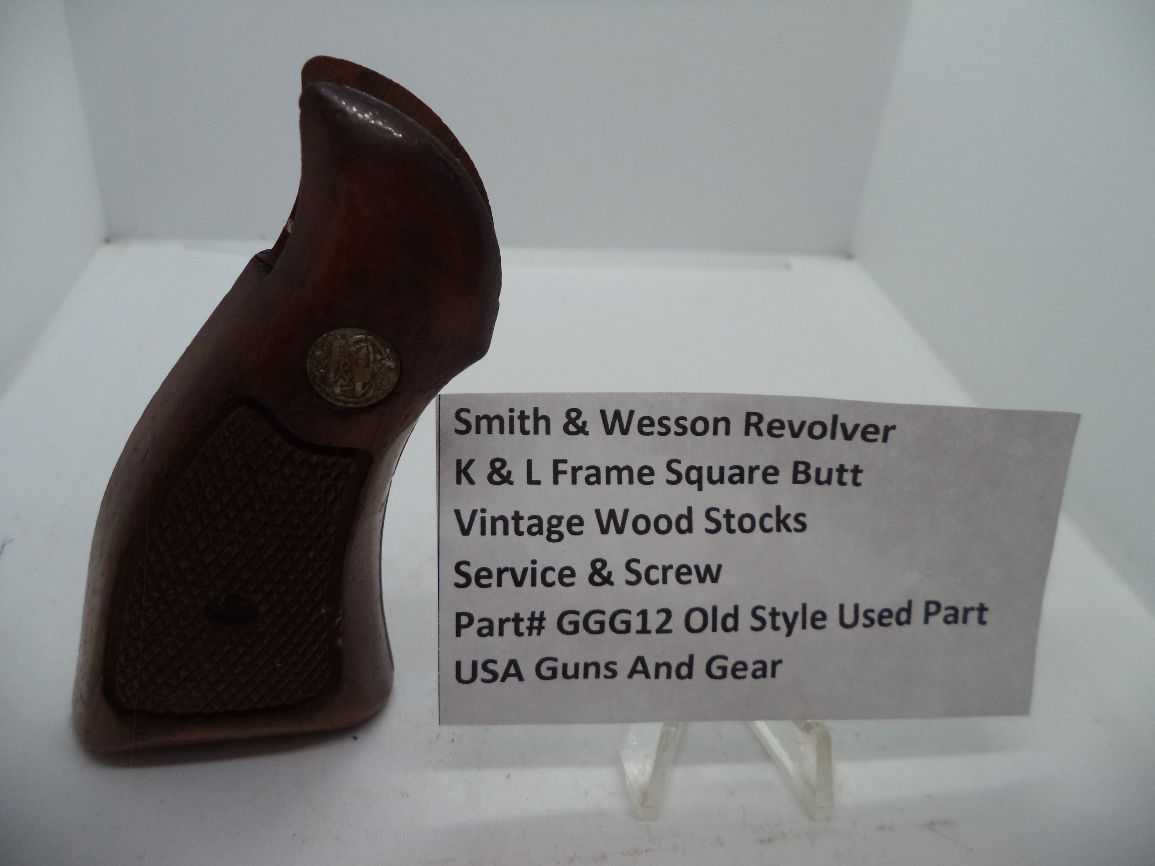 Smith & Wesson K & L Frame Vintage Wood Grips - Square Butt Only - Used OEM Part GGG12