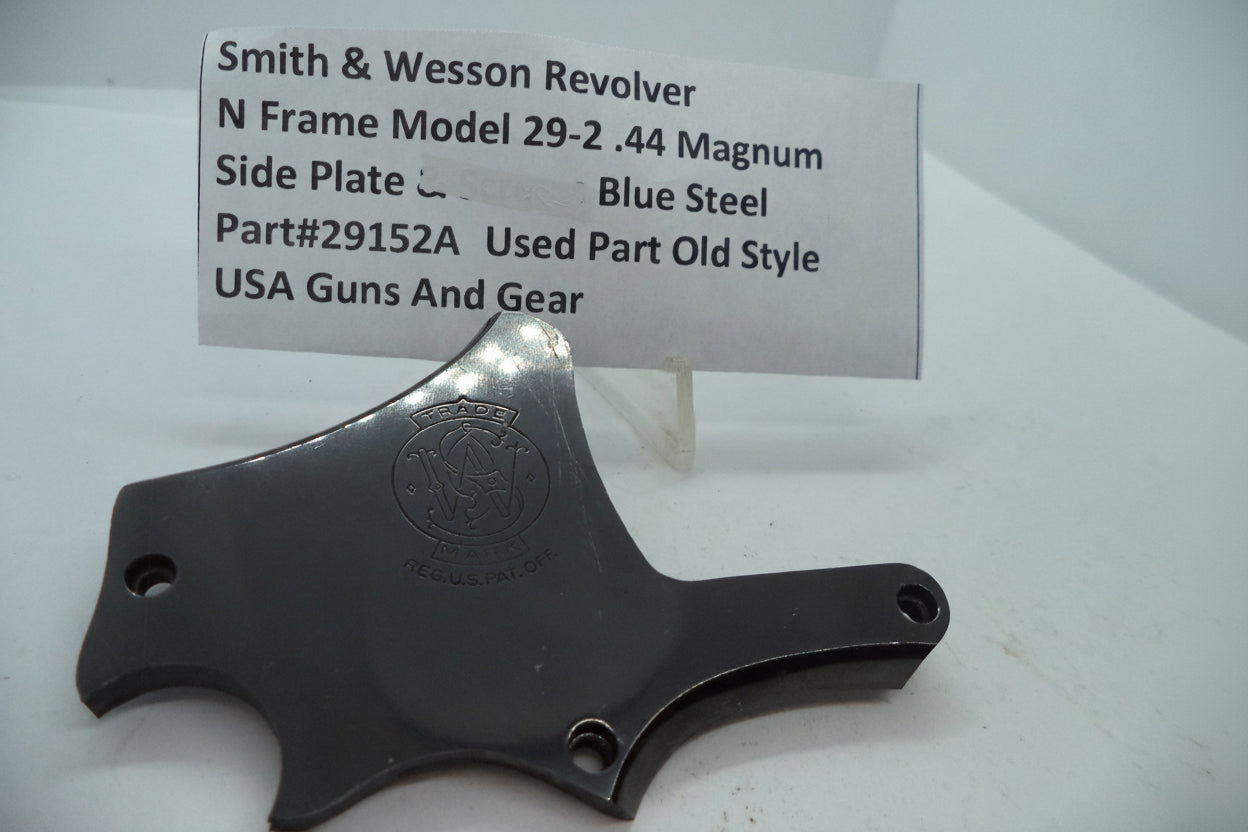 Smith & Wesson N Frame Model 29 Side Plate for .44 Magnum revolver, displayed on a white background with product labeling.