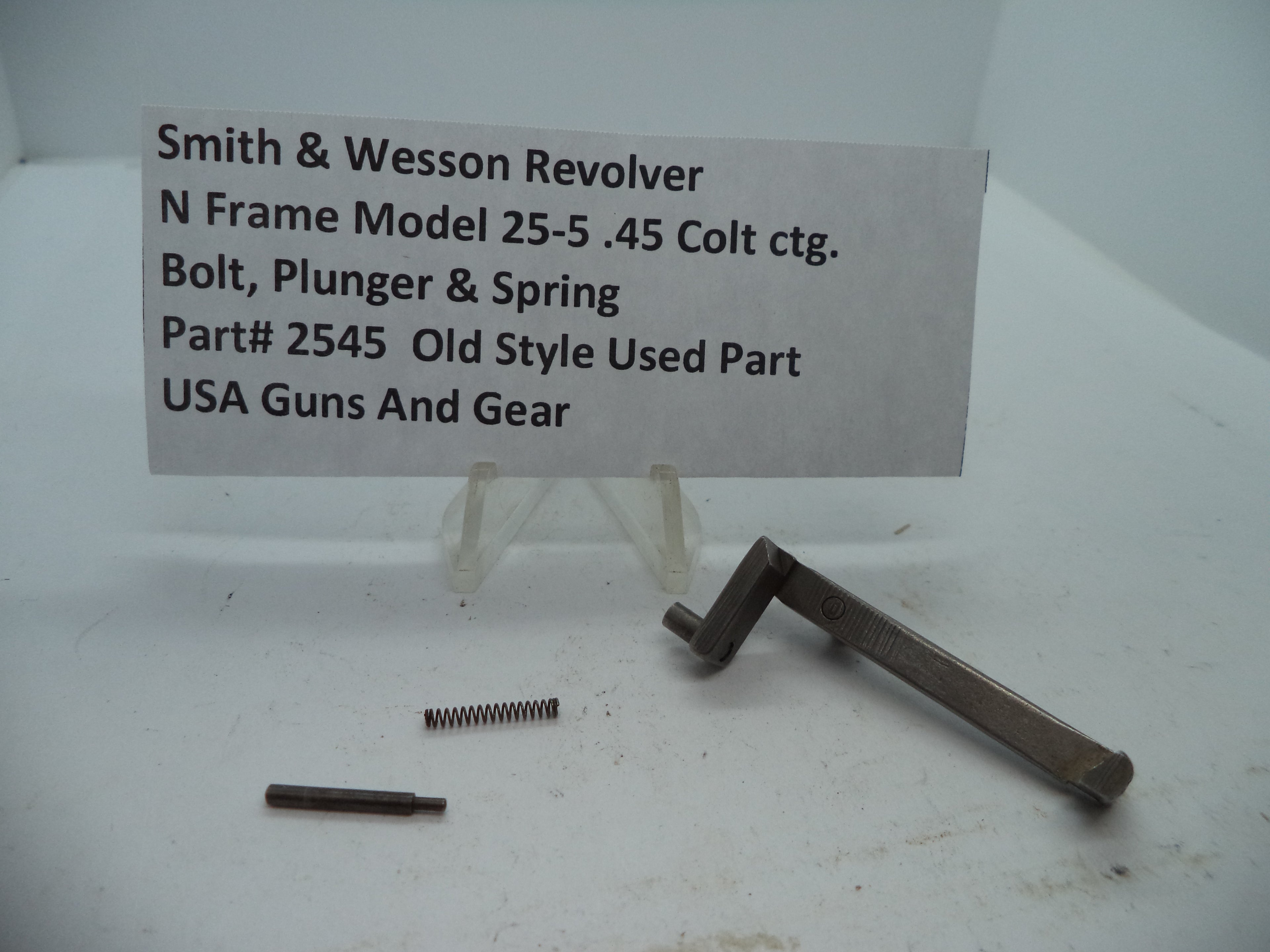 2545 Smith & Wesson N Frame Model 25-5  Bolt Plunger & Spring .45 Colt ctg.