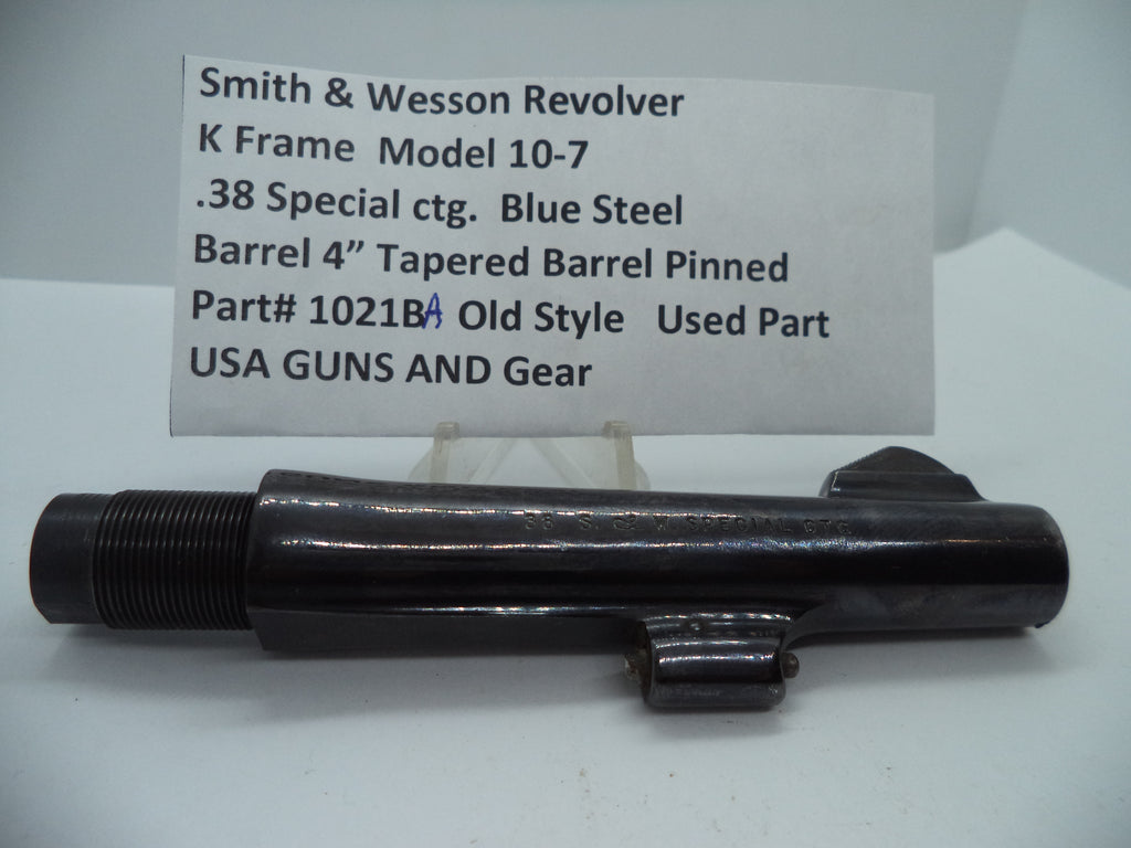 1021BA S&W K Size Model 10-7 4" Blue Tapered Barrel Pinned .38 Special ctg.