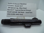 1021BA S&W K Size Model 10-7 4" Blue Tapered Barrel Pinned .38 Special ctg.