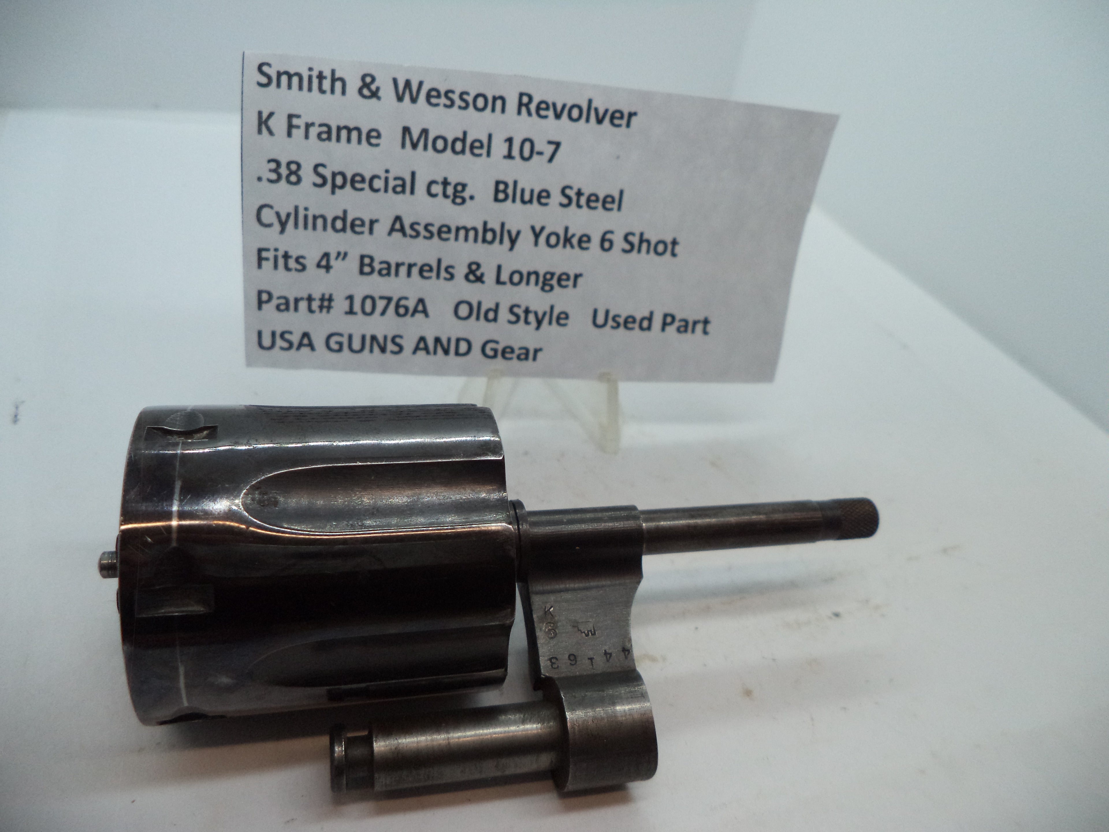 Smith & Wesson K Frame Model 10-7 Cylinder Assembly & Yoke Blue 6 Shot .38 Special Used 1076A