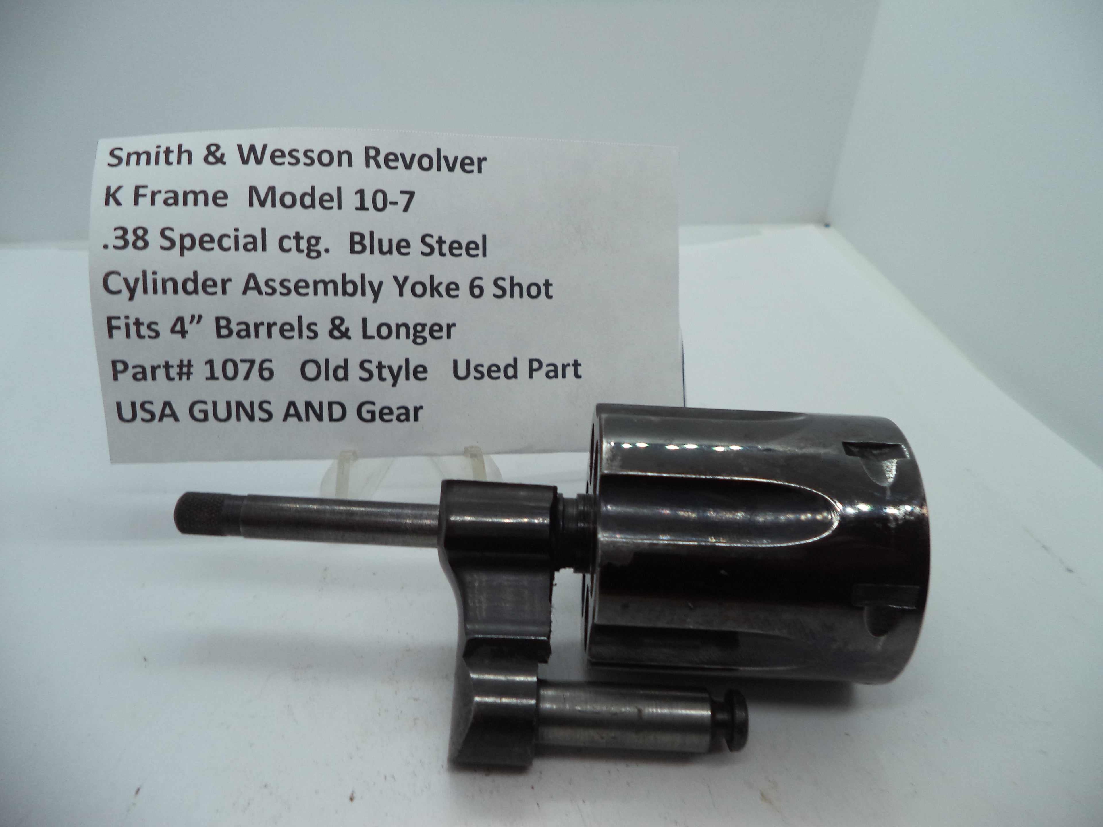 Smith & Wesson K Frame Model 10-7 Cylinder Assembly & Yoke - Blue Steel .38 Special - Used OEM Part 1076